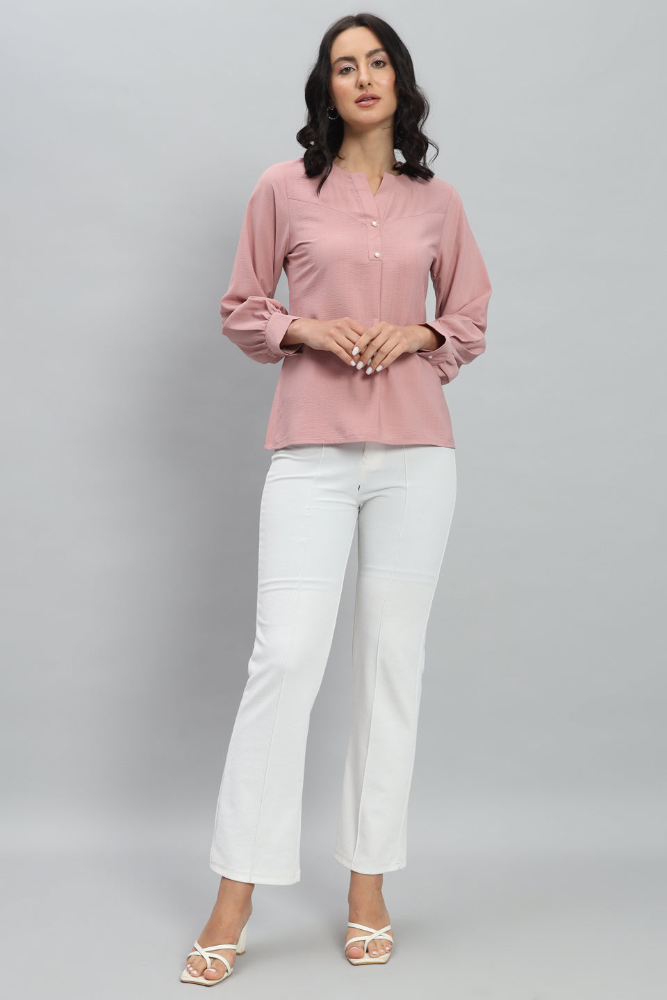 Henley Shirt Style Soft Rayon Modern Vibes Pink Top
