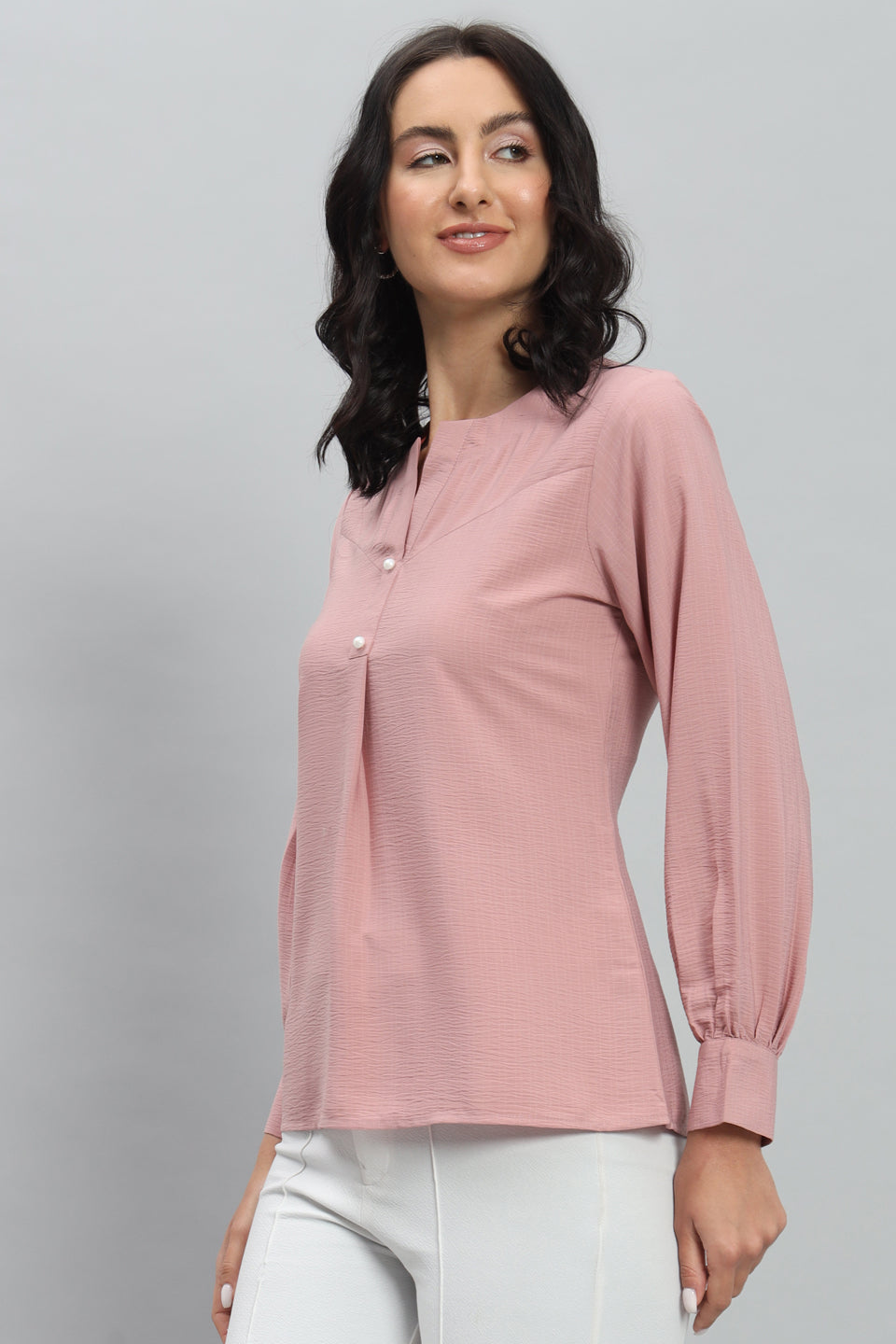 Henley Shirt Style Soft Rayon Modern Vibes Pink Top