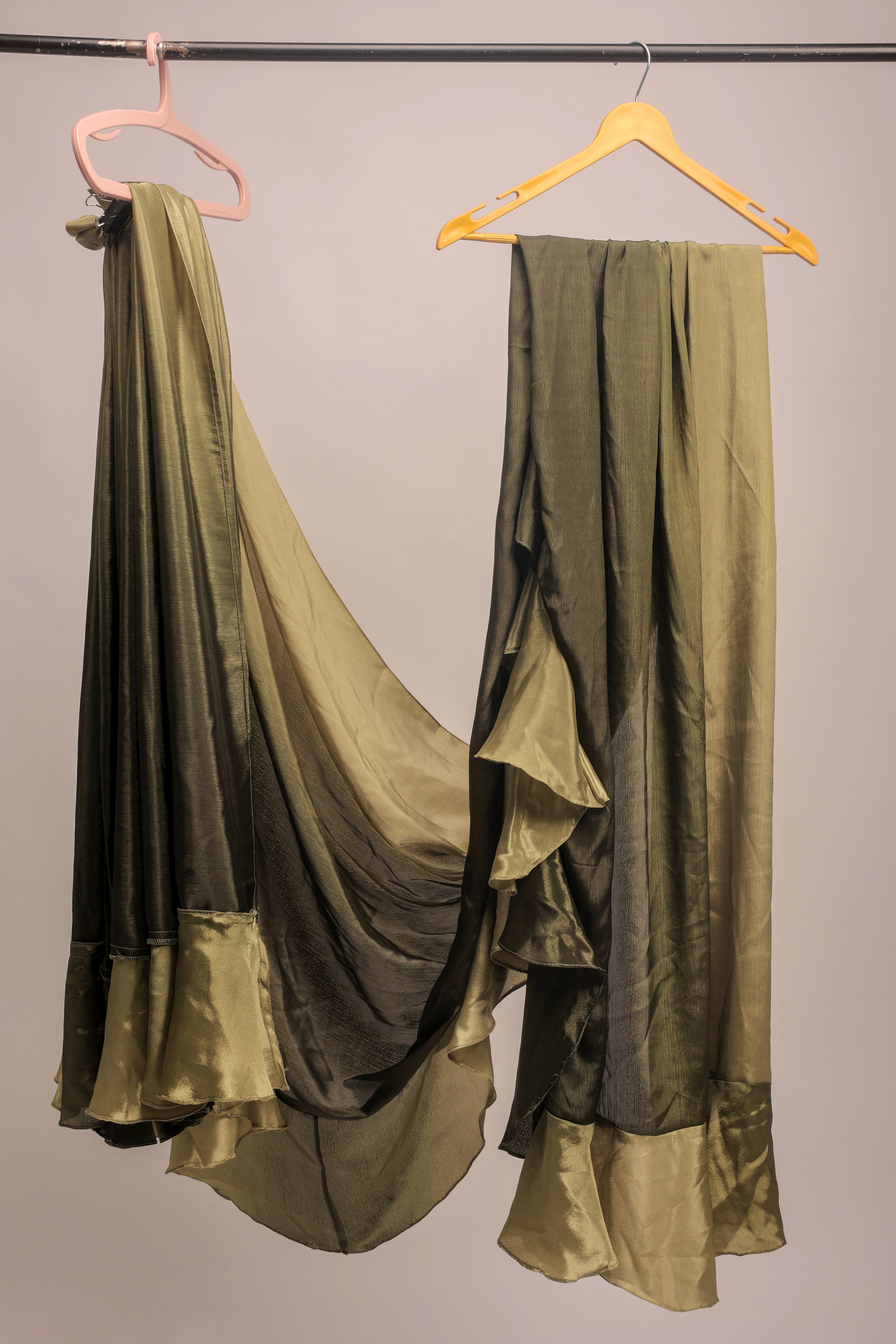 Ombre Prestitched Frill Work Ready To Wear Saree