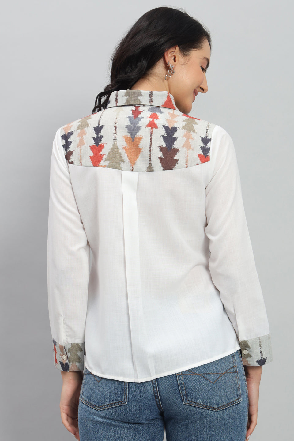 Aztec Printed Linen Pista Shirt