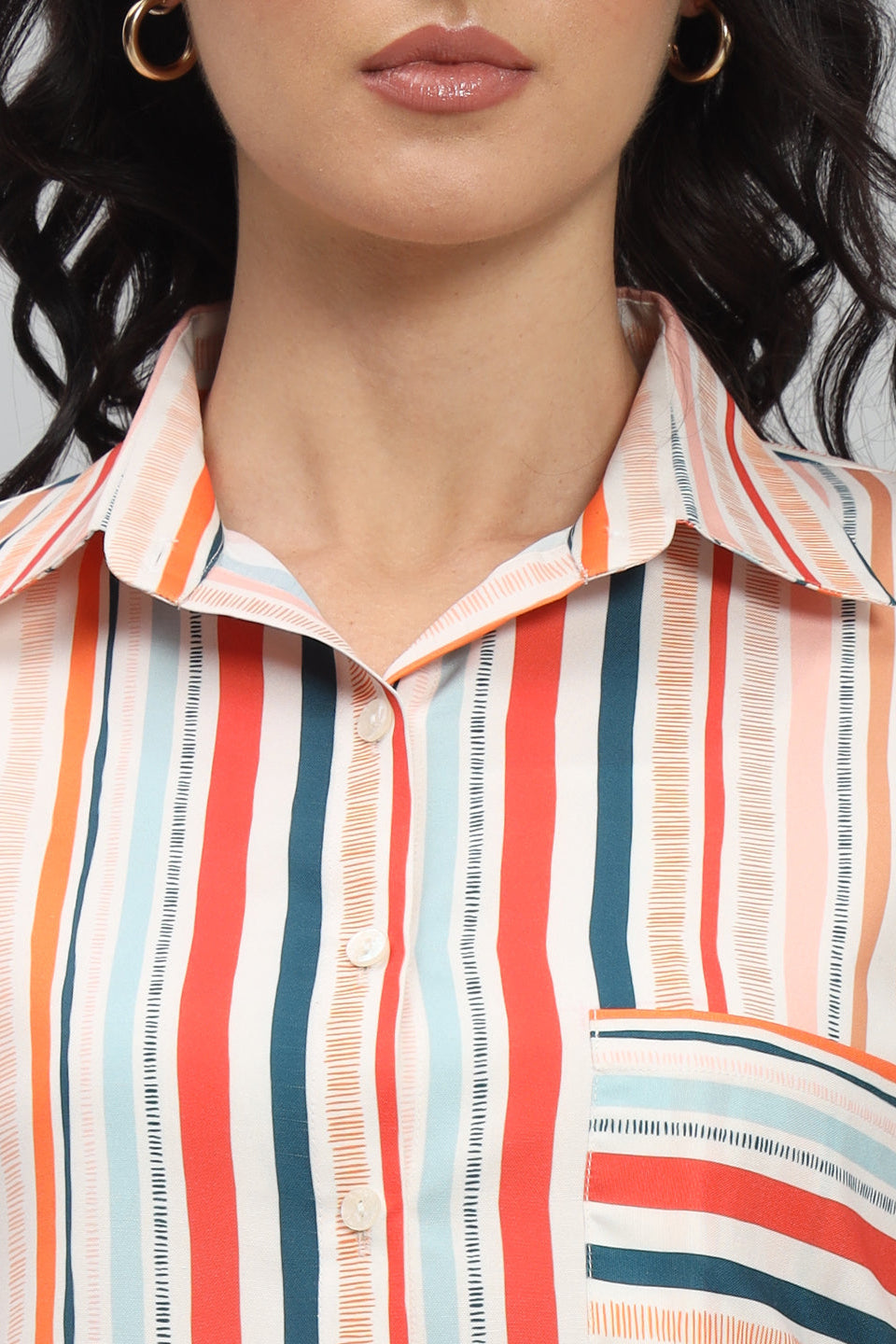 Striped White Soft Rayon Top