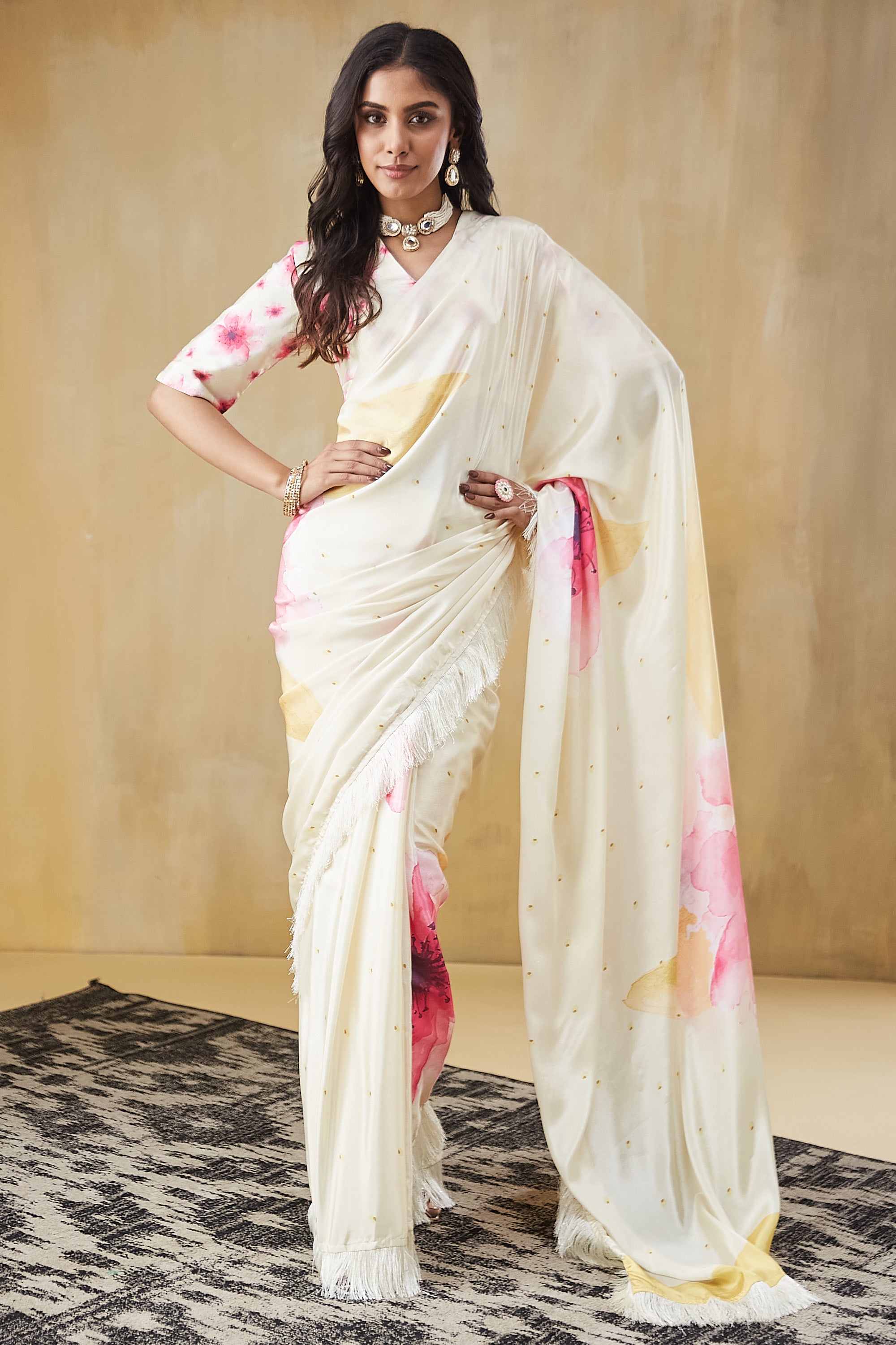 Floral Satin Ready To wear Saree