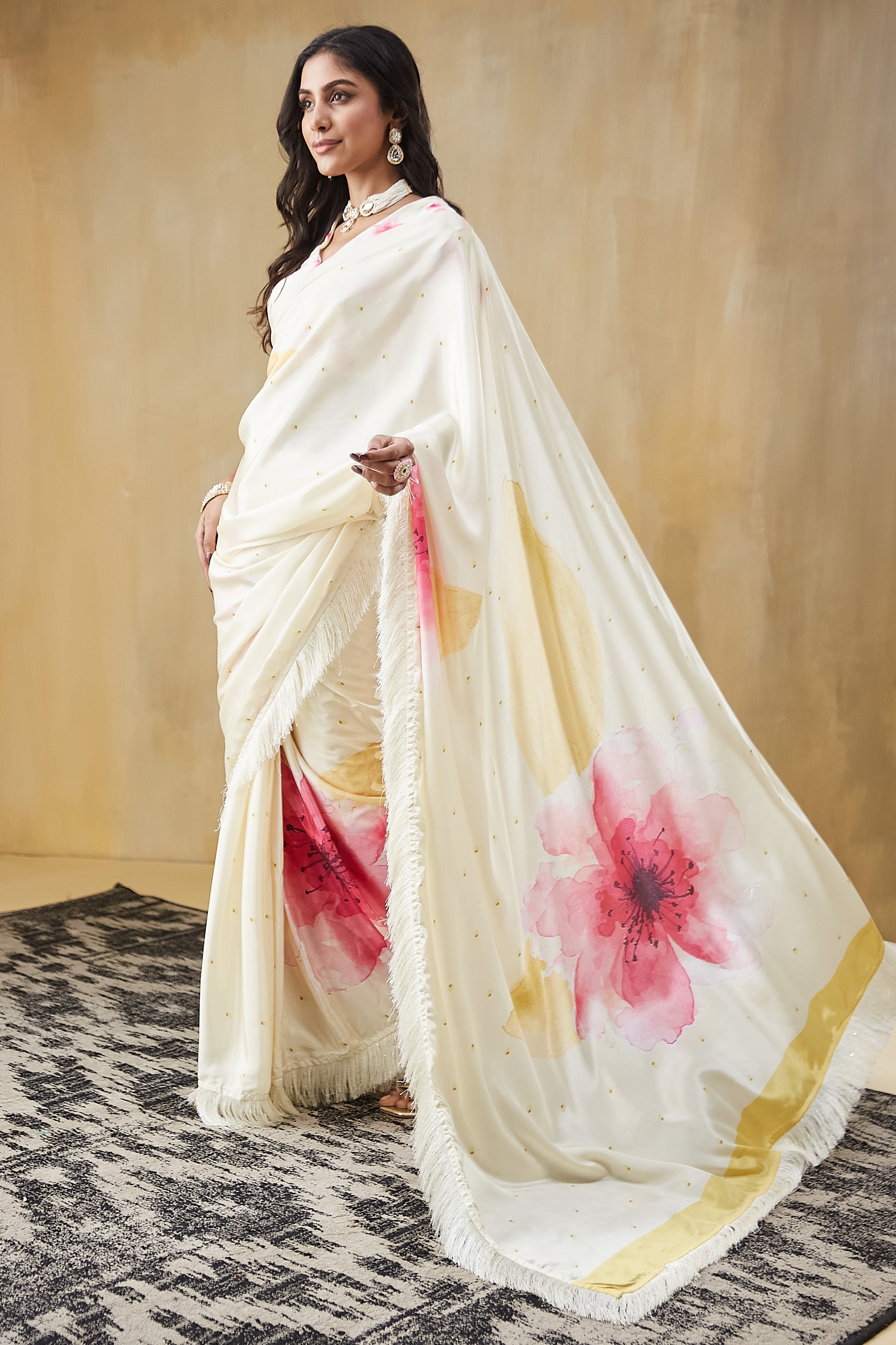 Floral Satin Ready To wear Saree
