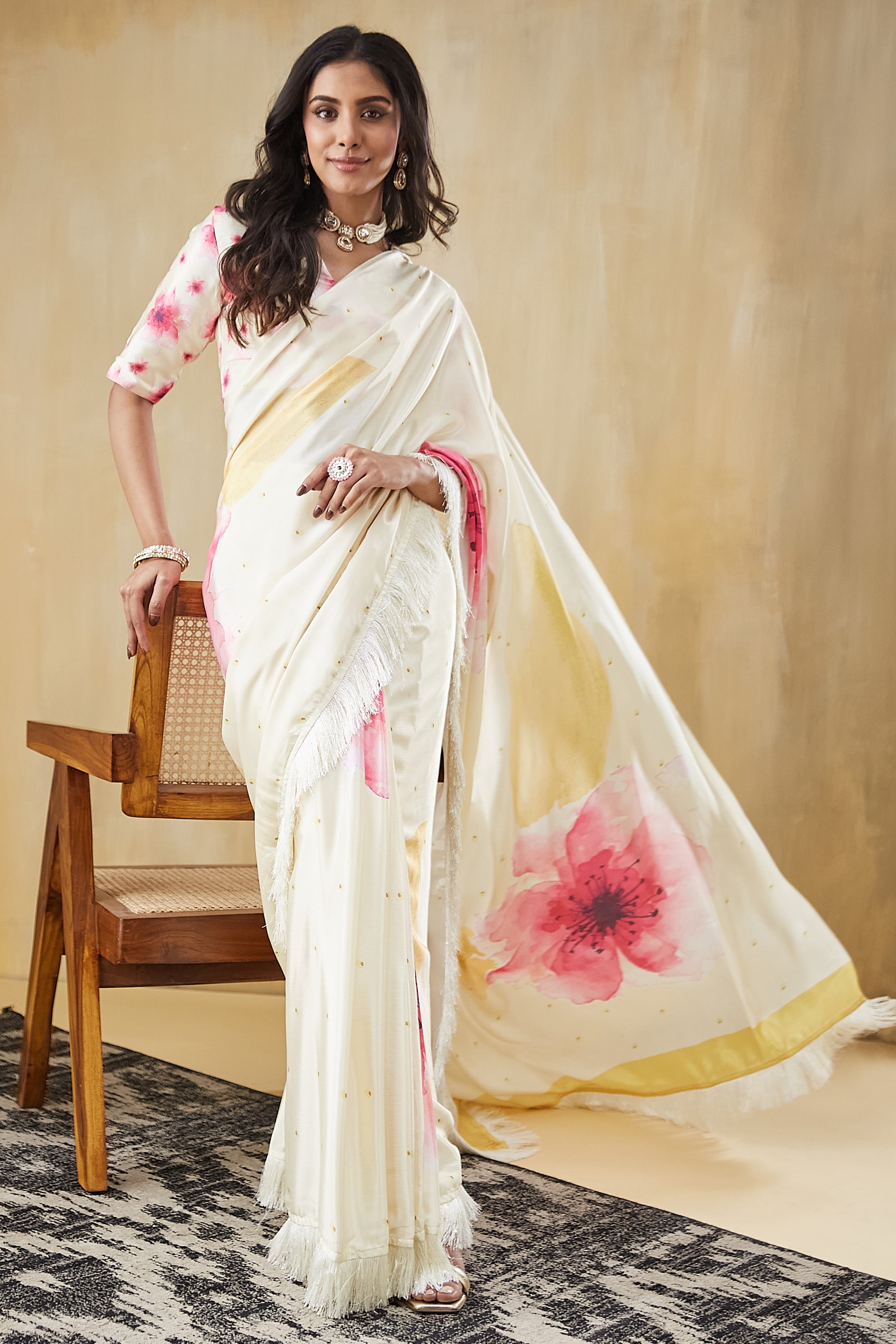 Floral Satin Ready To wear Saree