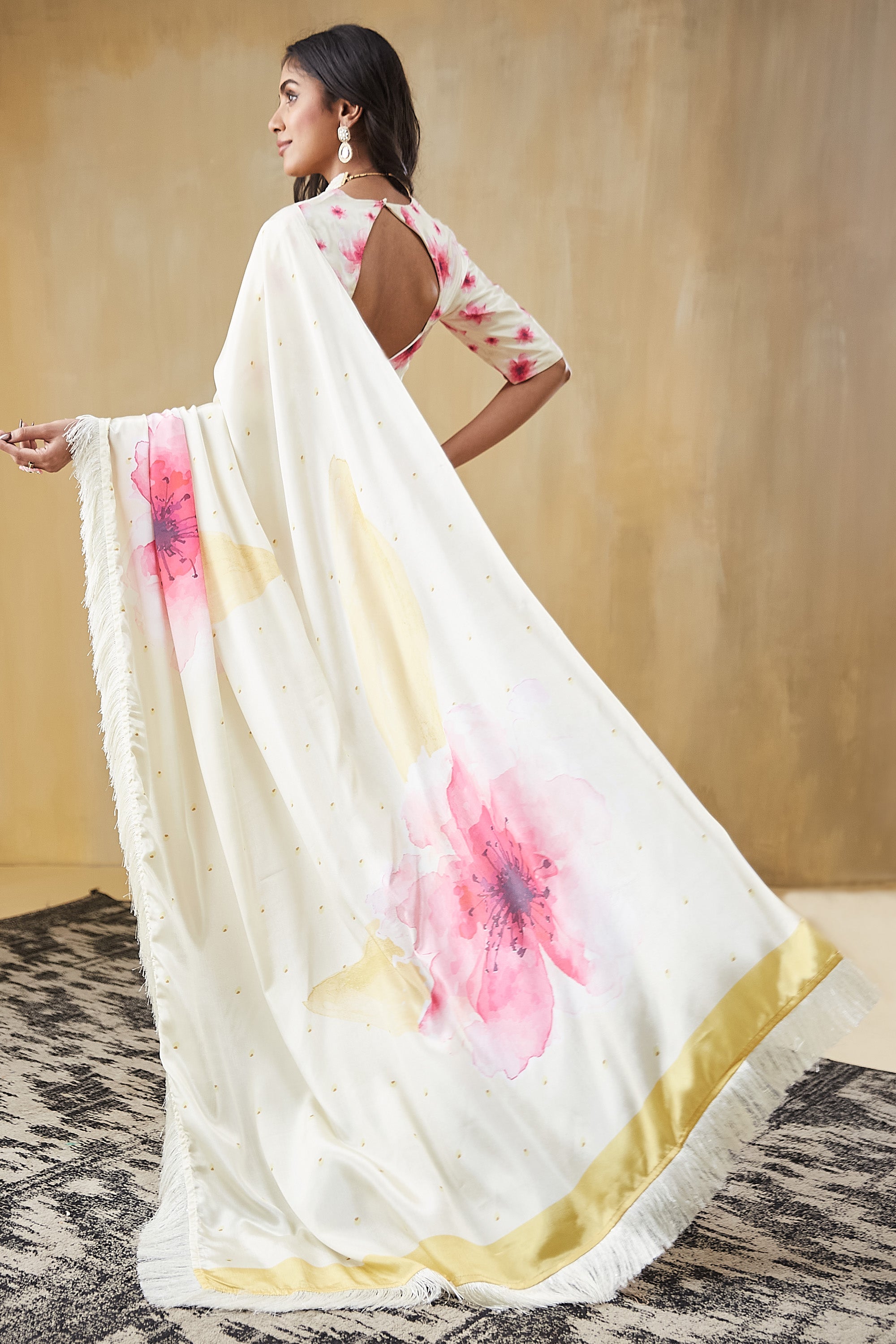 Floral Satin Ready To wear Saree