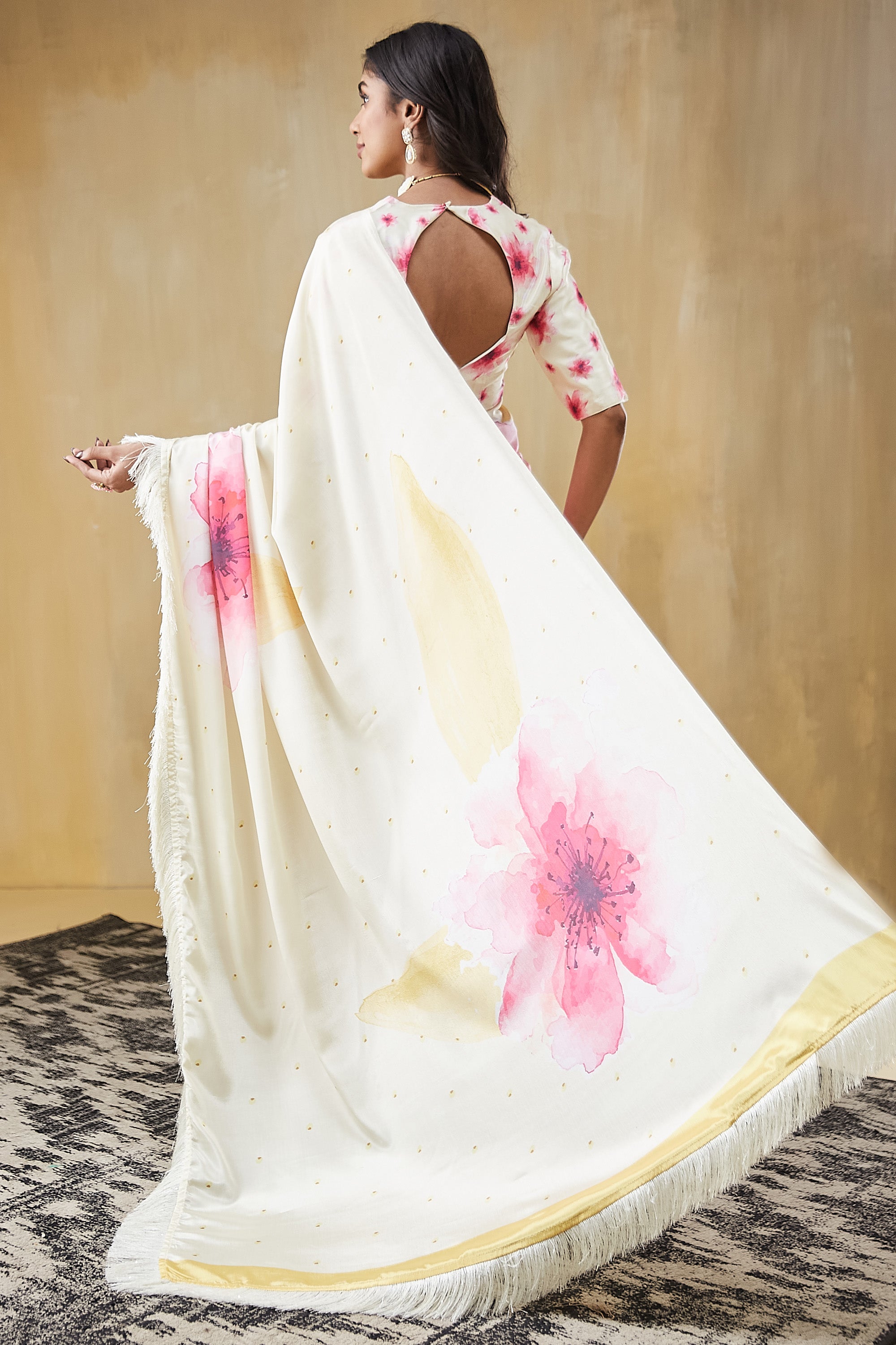 Floral Satin Ready To wear Saree