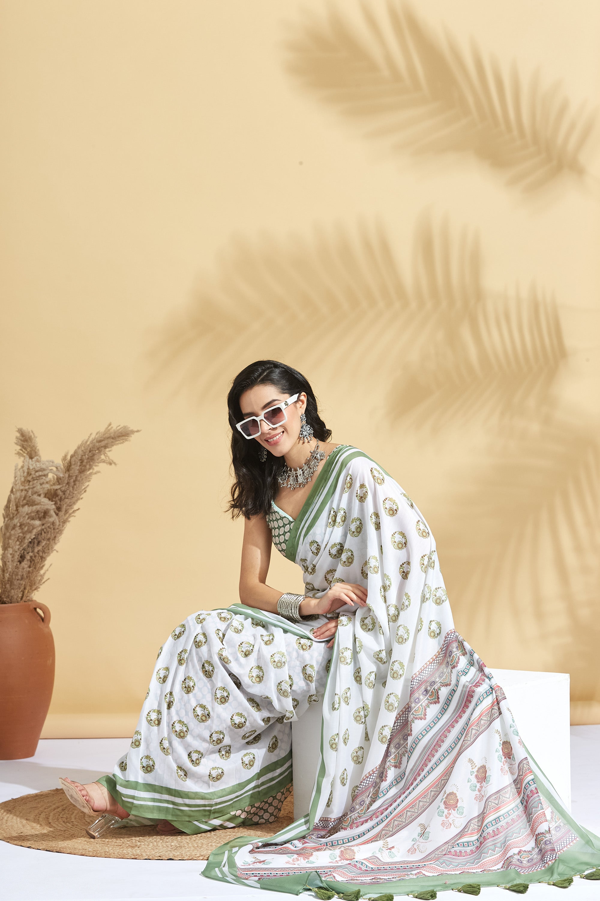 Digital Bapta Digital Prints Soft Cotton Ready to Wear  Saree