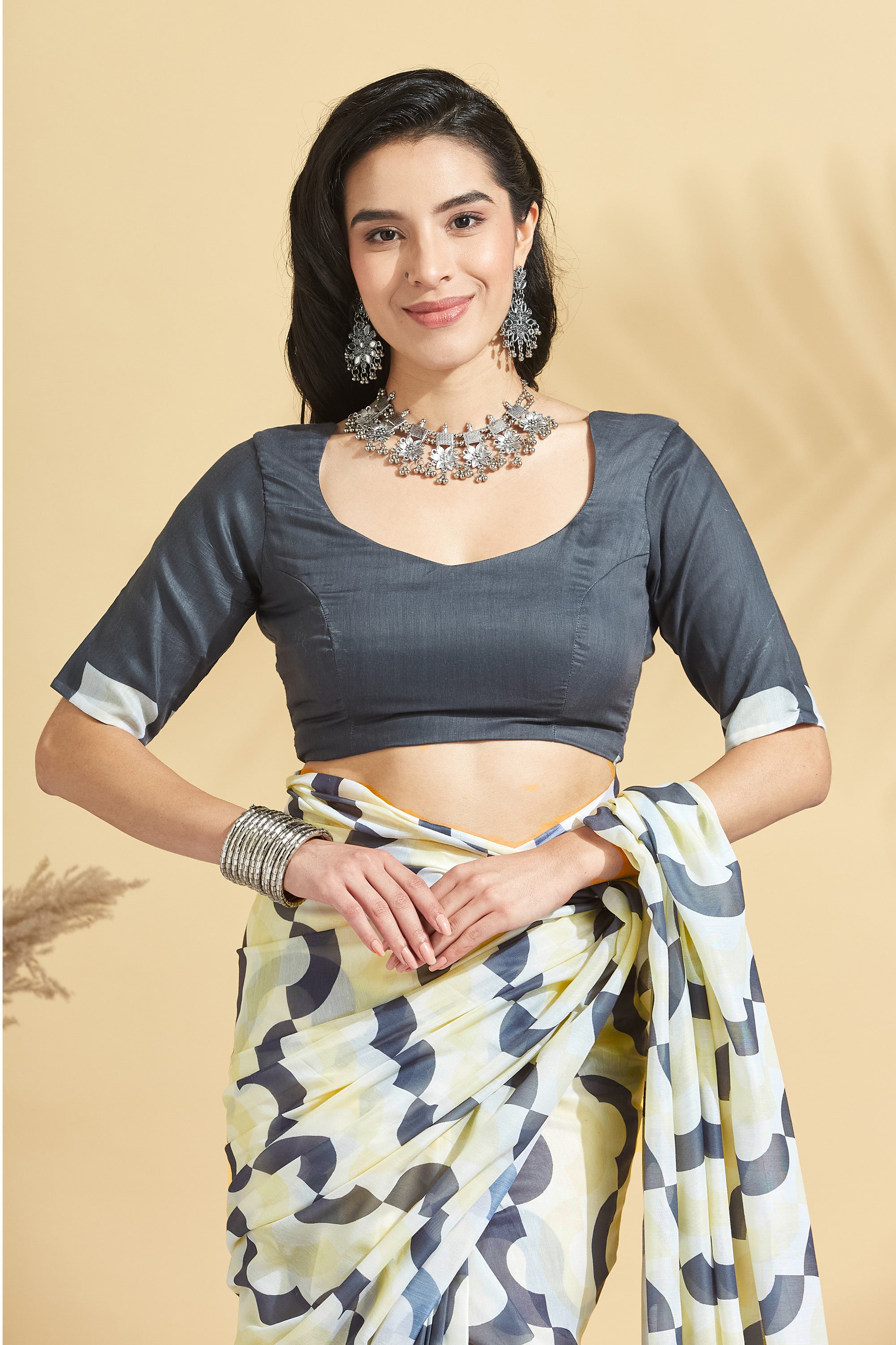 Digital Pastel Prints Lemon Soft Cotton Saree