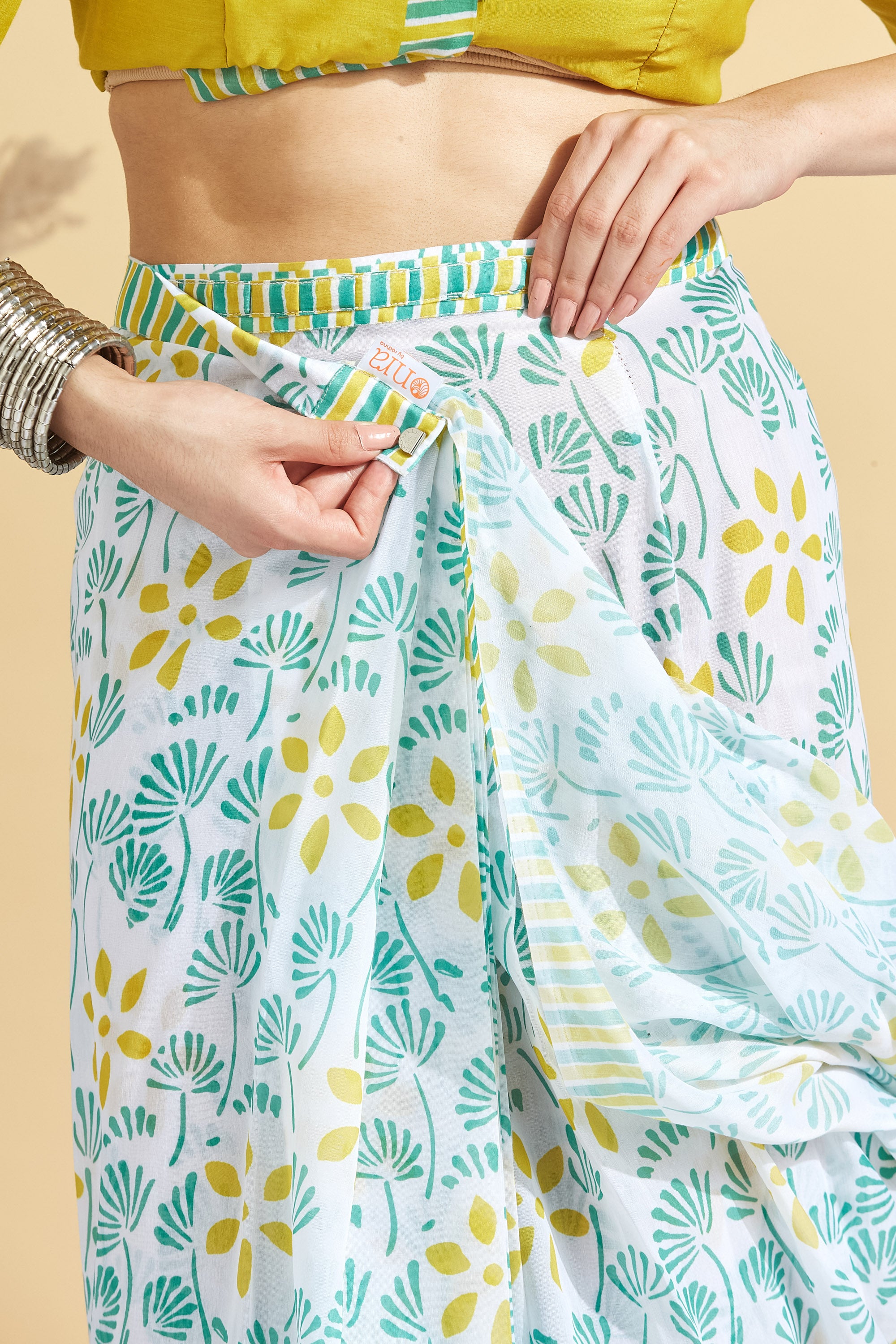 Digital Stripe Prints Soft Cotton Ready to Wear Saree