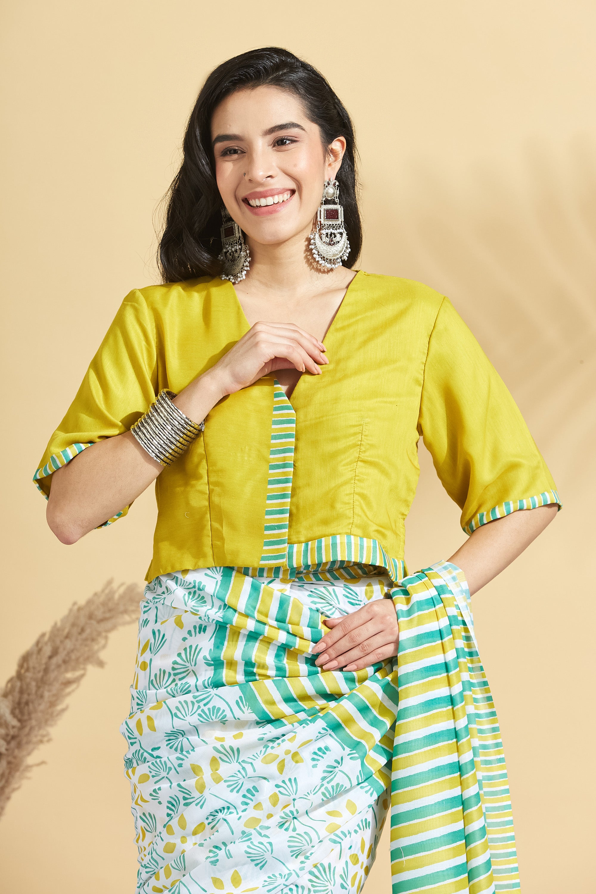 Digital Stripe Prints Soft Cotton Ready to Wear Saree