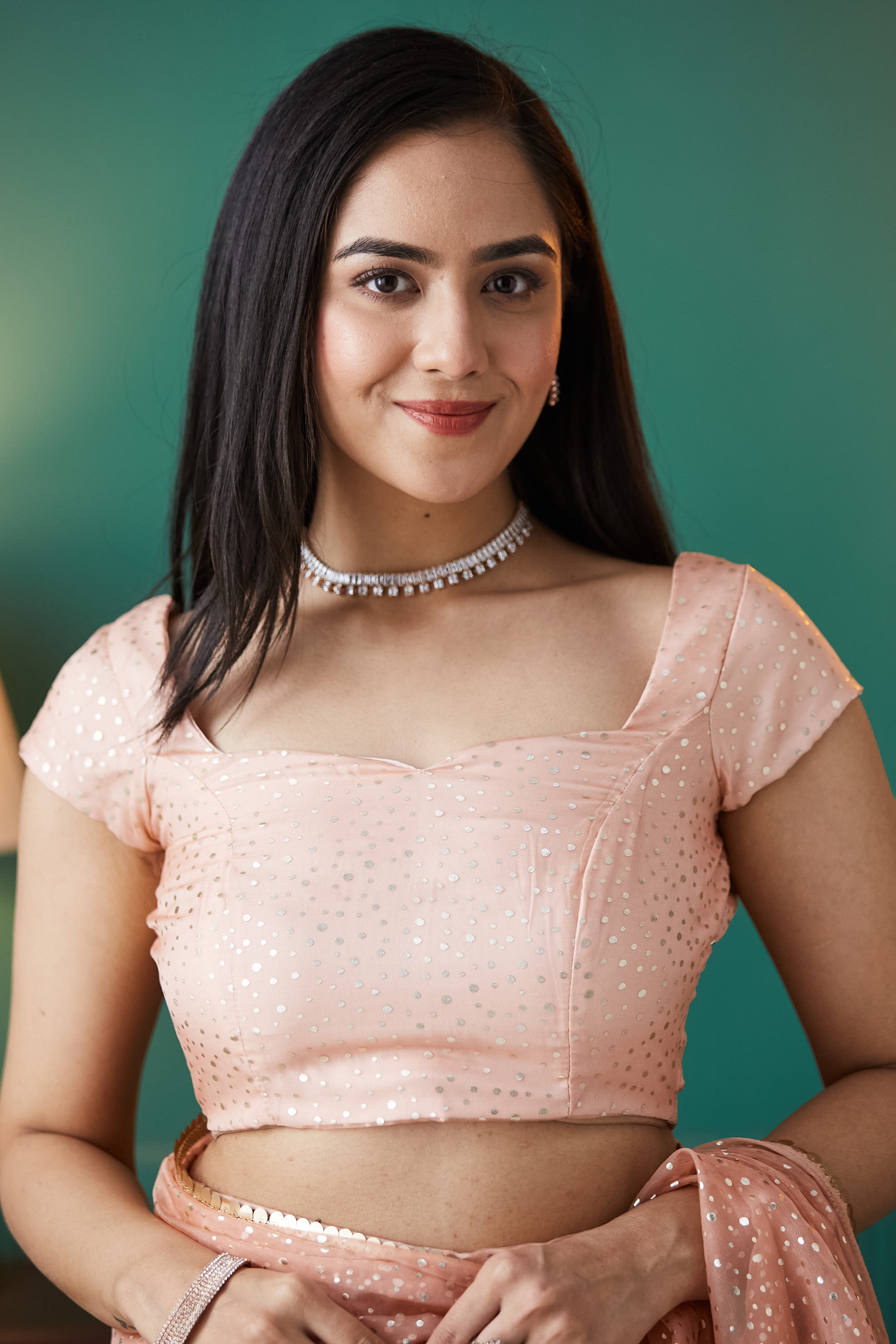 Organza Polka Foil Print  Saree