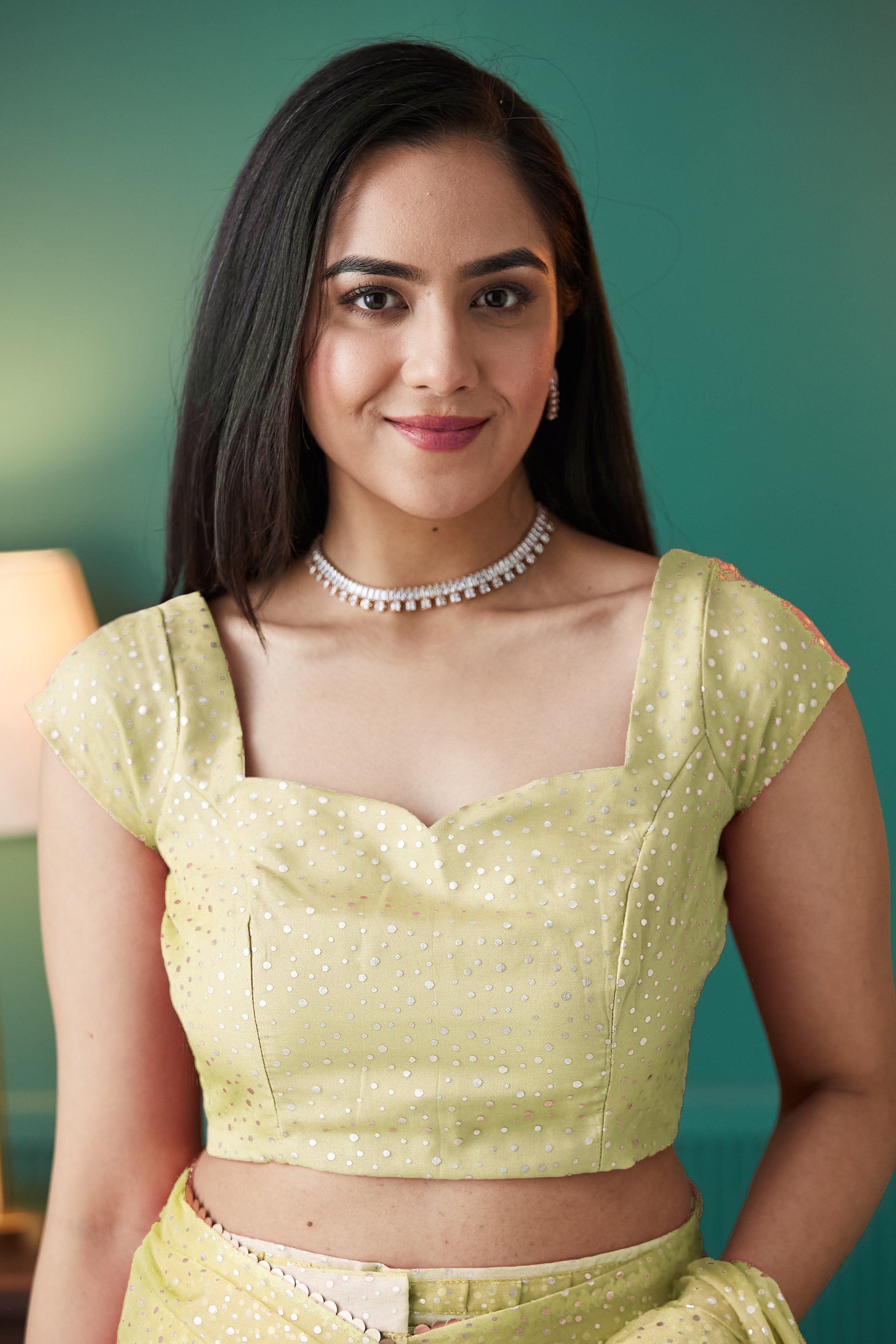 Organza Polka Foil Print Ready To Wear Saree