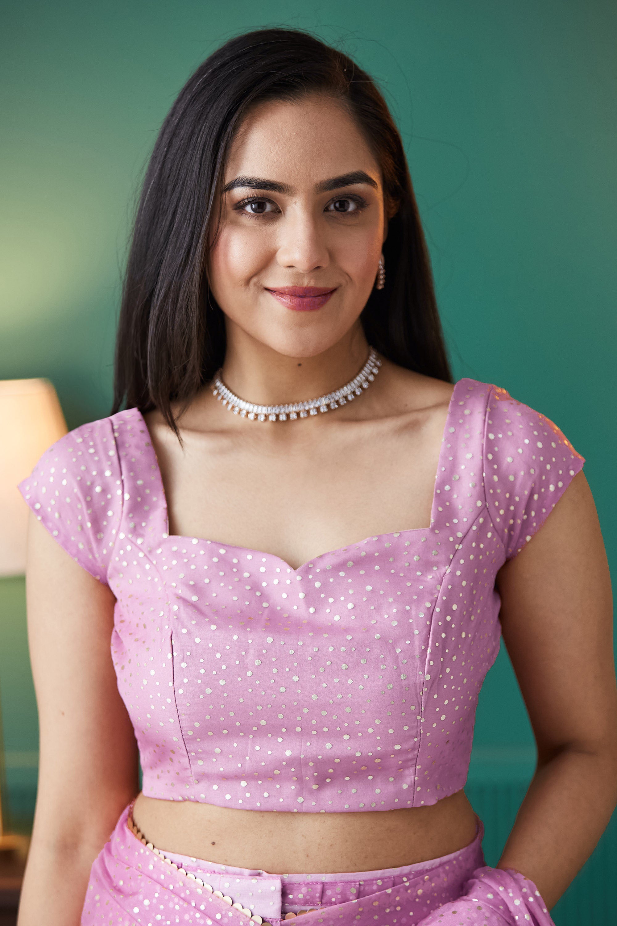 Organza Polka Foil Print Ready To Wear Saree