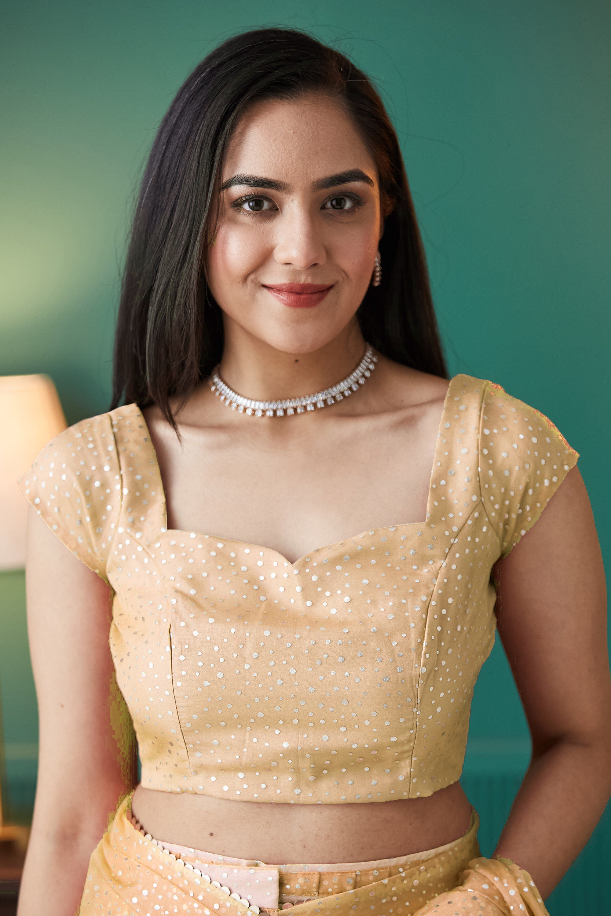 Organza Polka Foil Print Ready To Wear Saree