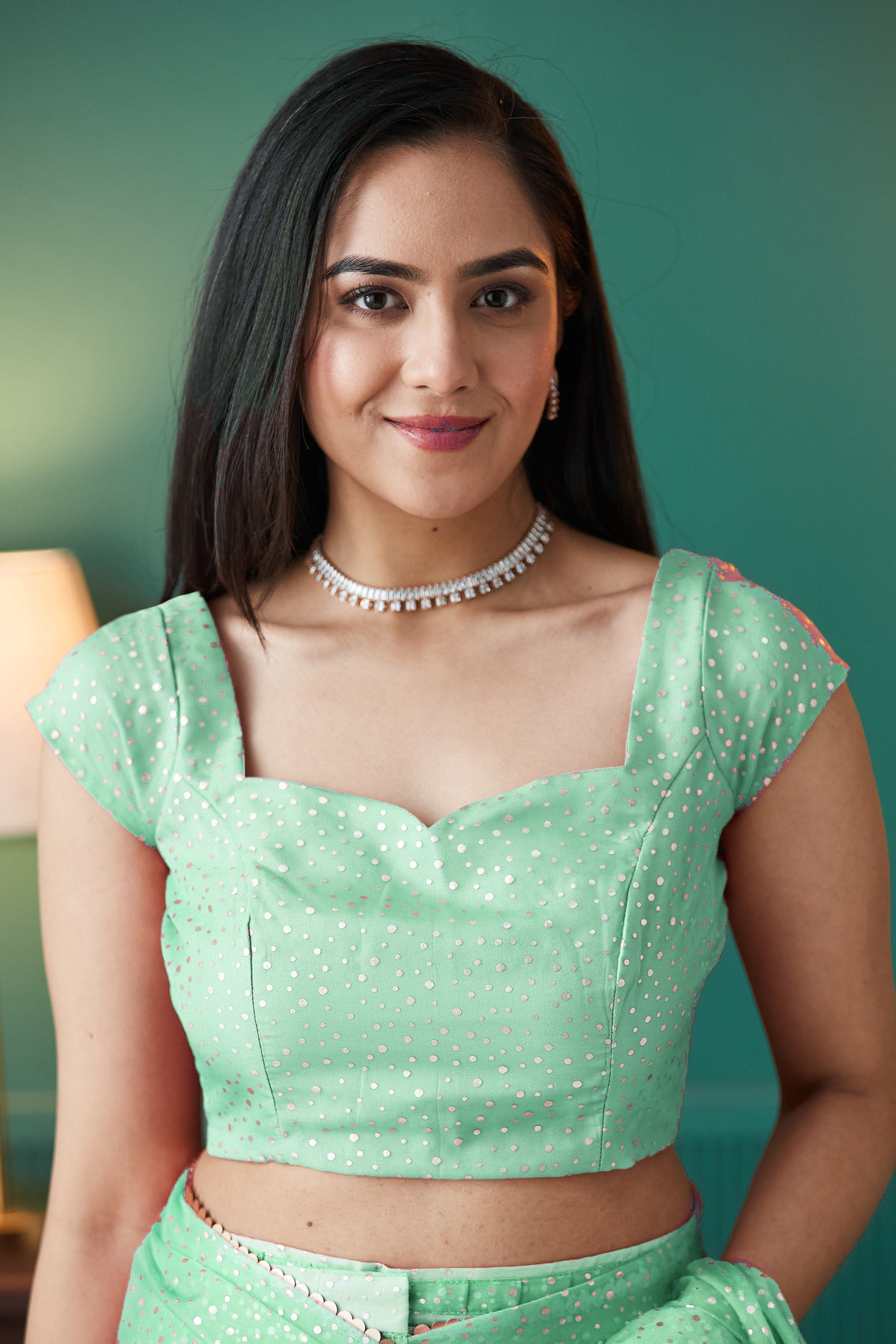 Organza Polka Foil Print Ready To Wear Saree