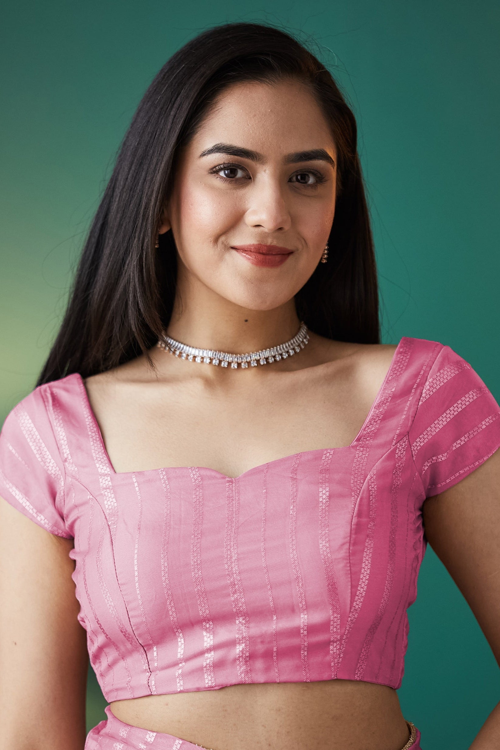 Organza Stripes Foil Print Ready To Wear Saree