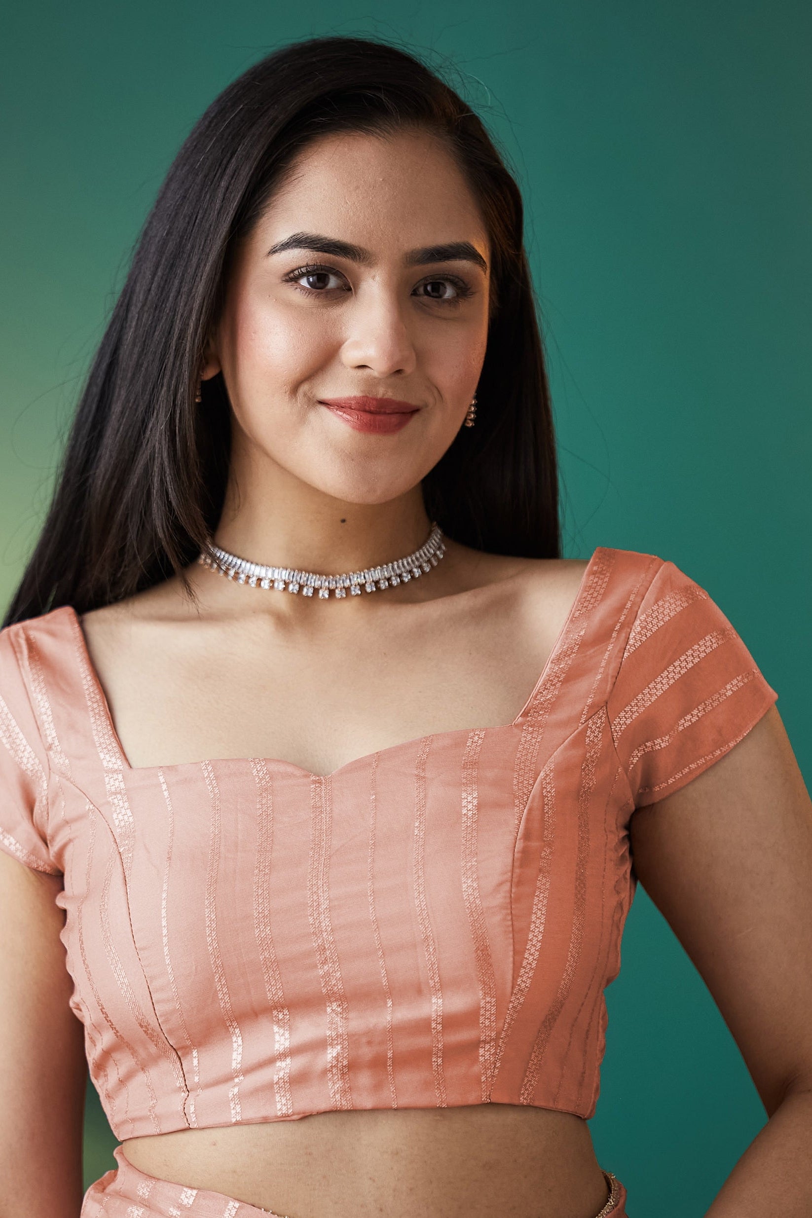 Organza Stripes Foil Print Ready To Wear Saree