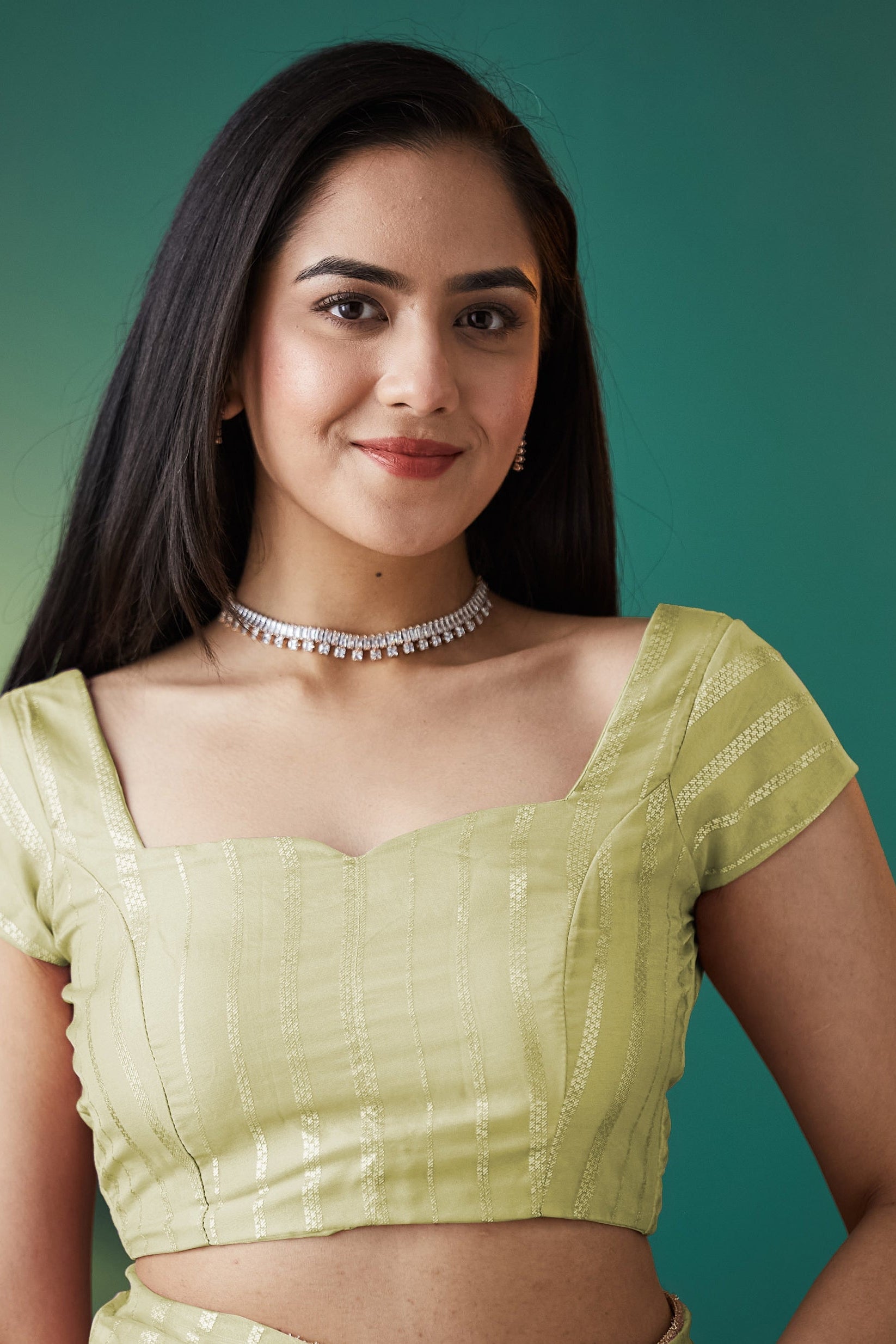 Organza Stripes Foil Print Ready To Wear Saree