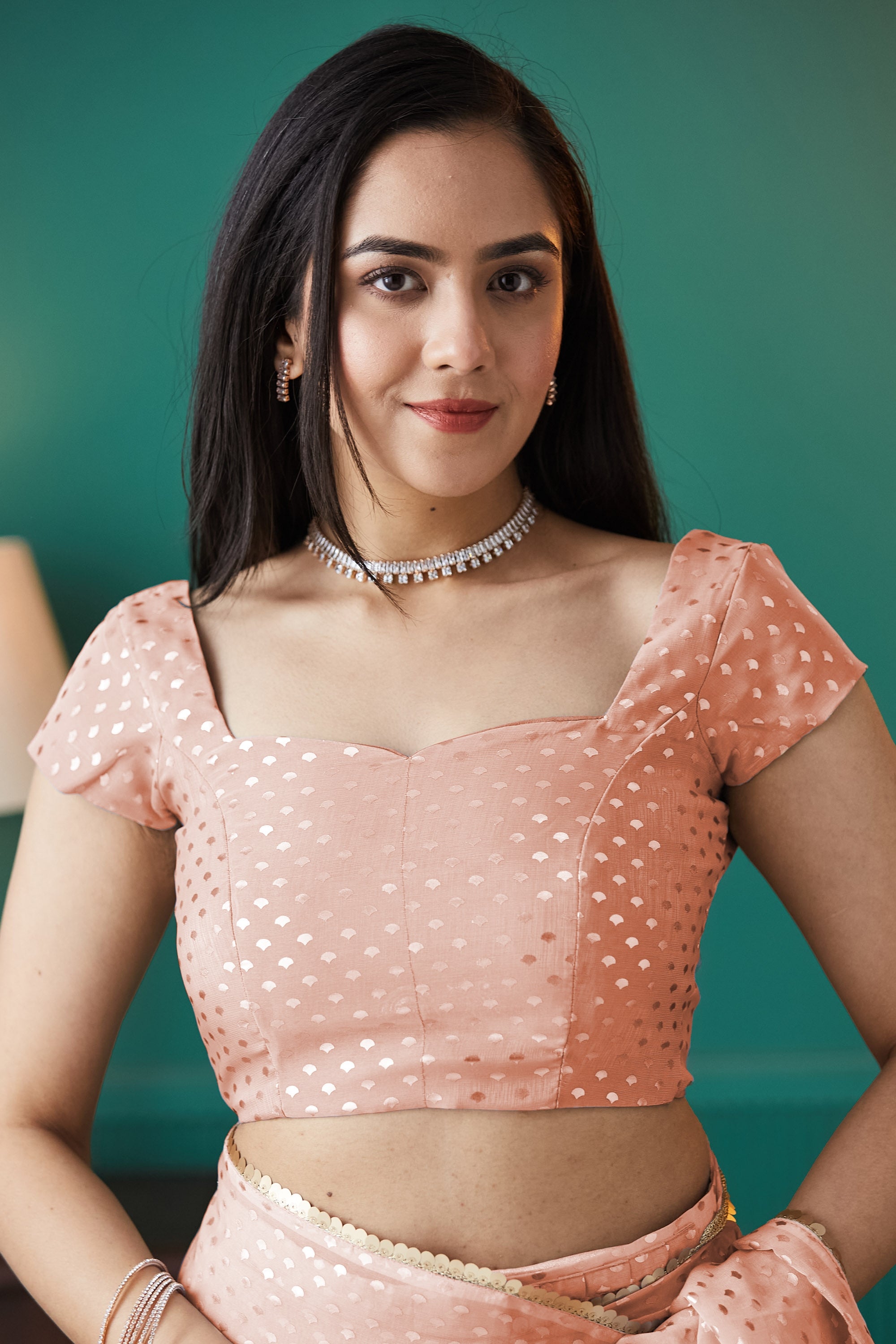 Organza Polka Foil Print Ready To Wear Saree