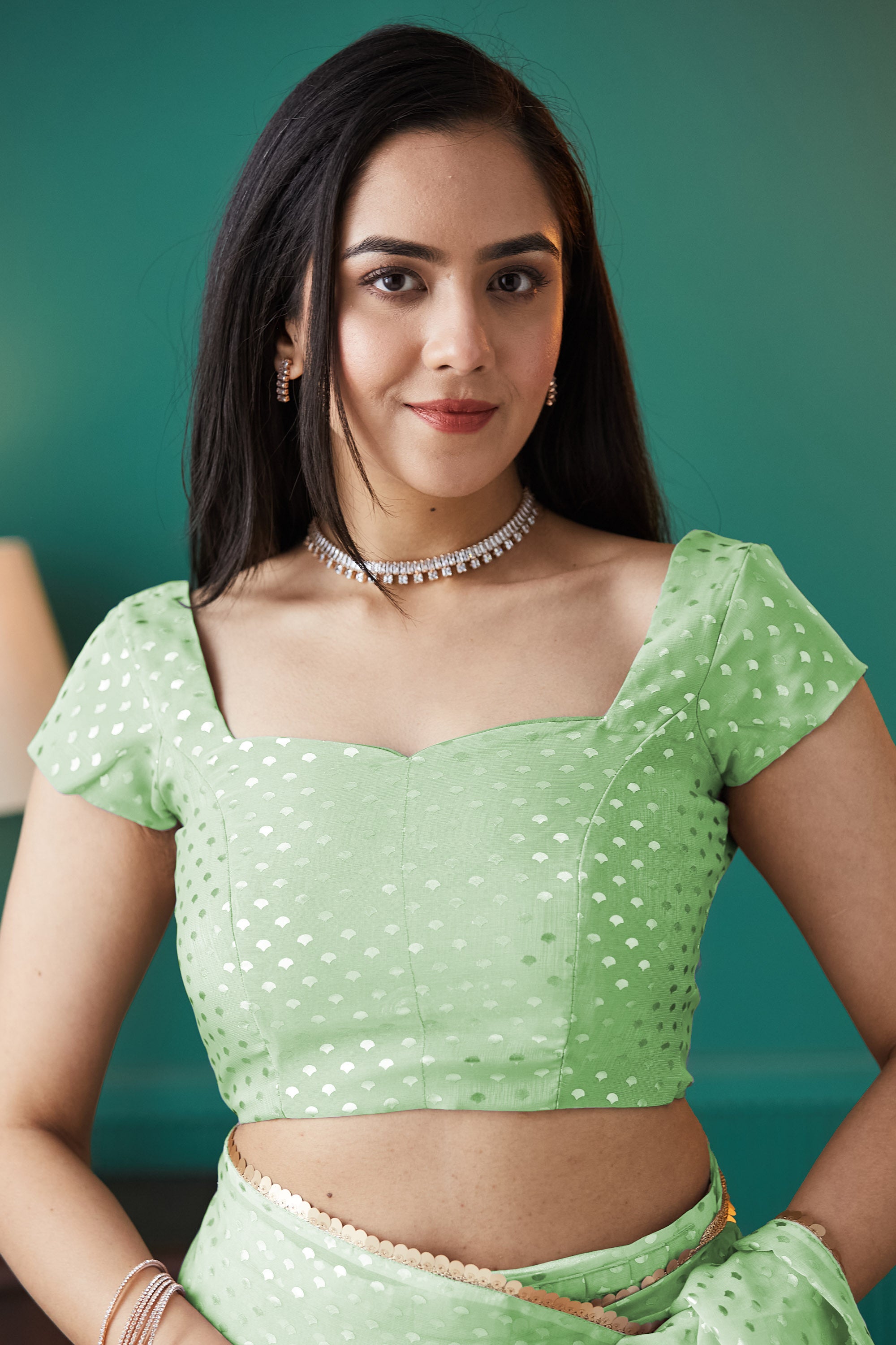 Organza Polka Foil Print Ready To Wear Saree