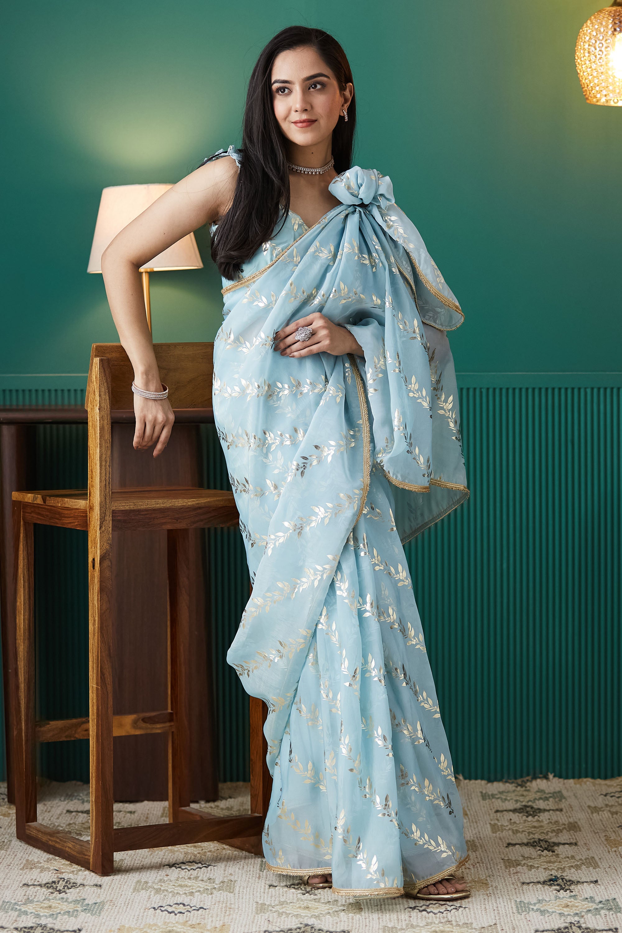 Organza Foil Print Ready To Wear Saree