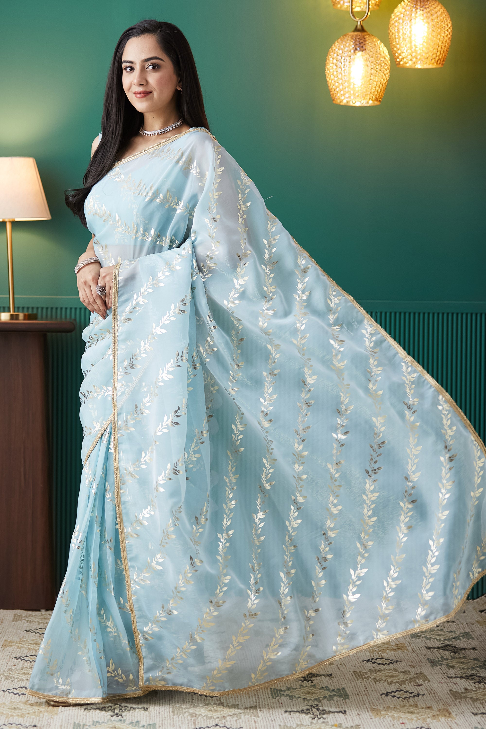 Organza Foil Print  Saree
