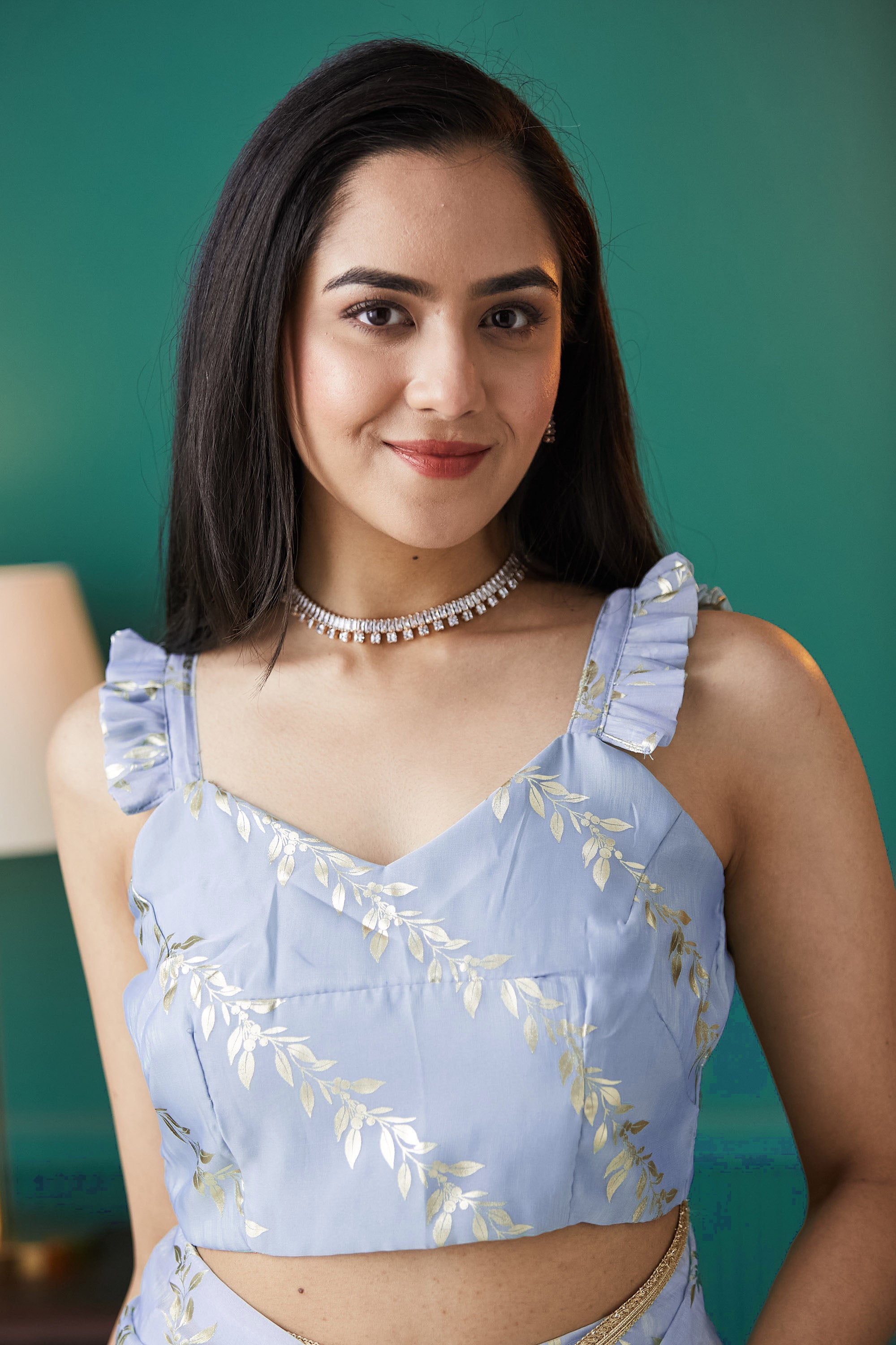 Organza Leaf Foil Print Ready To Wear Saree