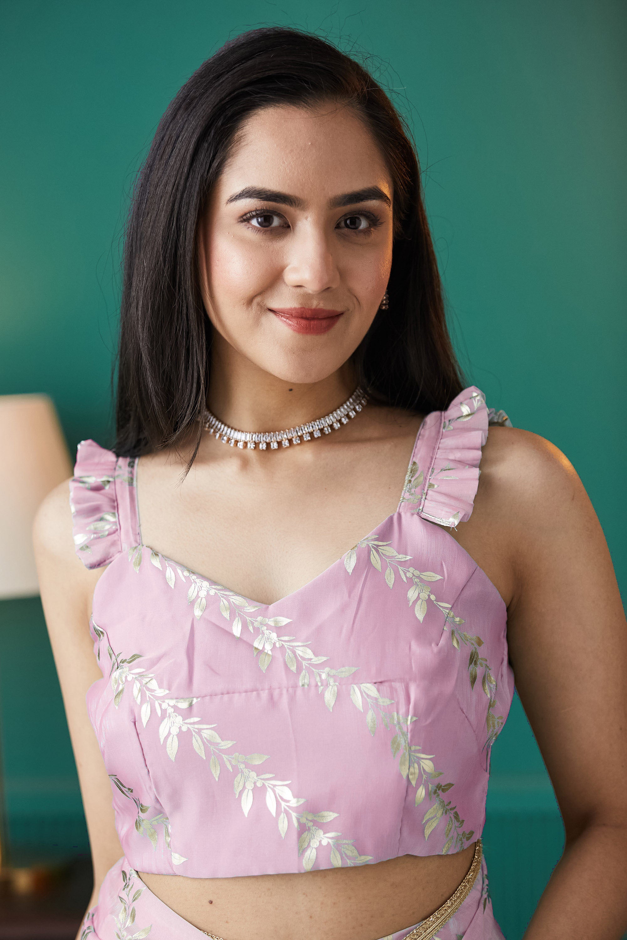 Organza Leaf Foil Print Ready To Wear Saree