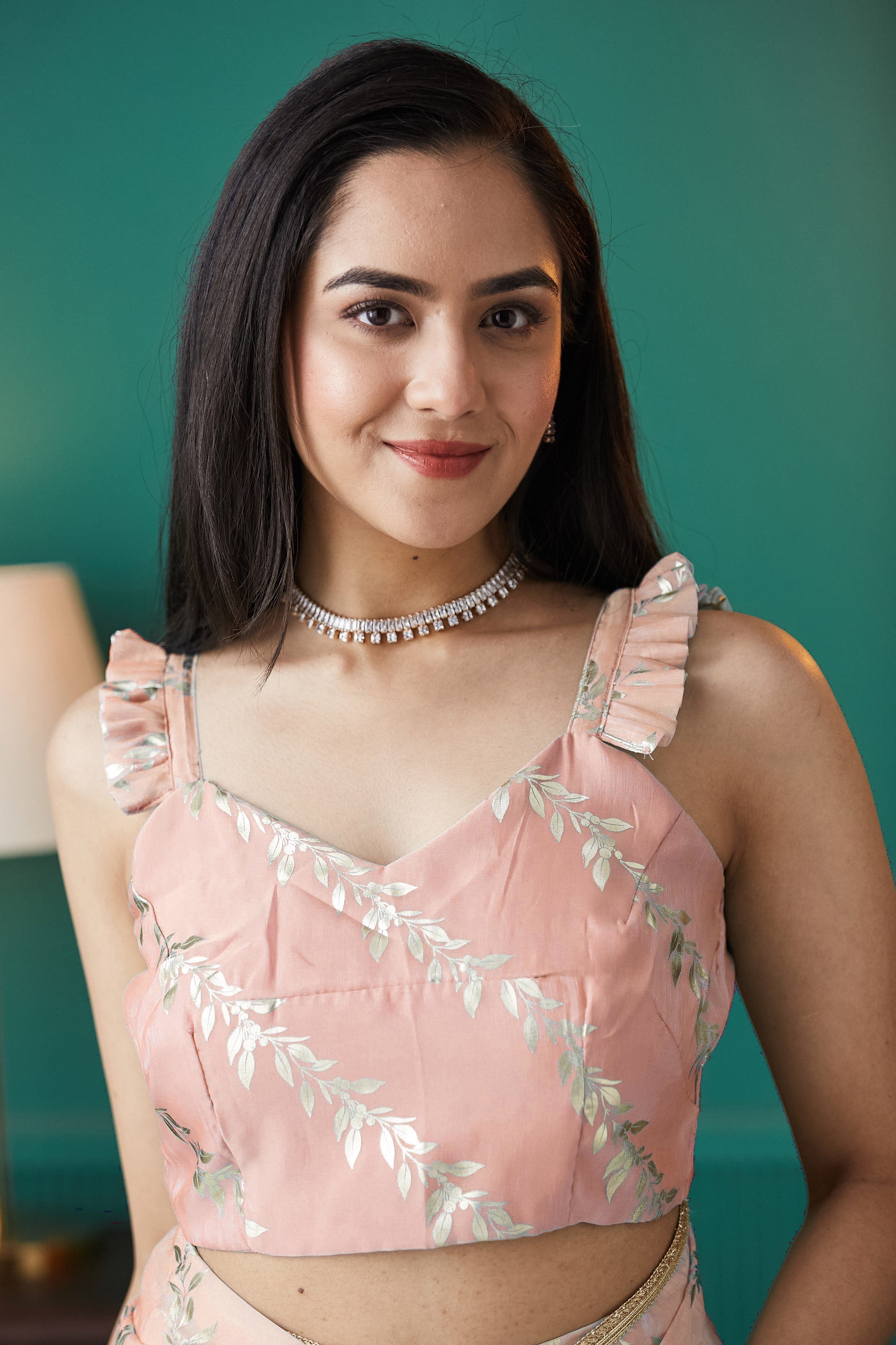 Organza Leaf Foil Print Ready To Wear Saree