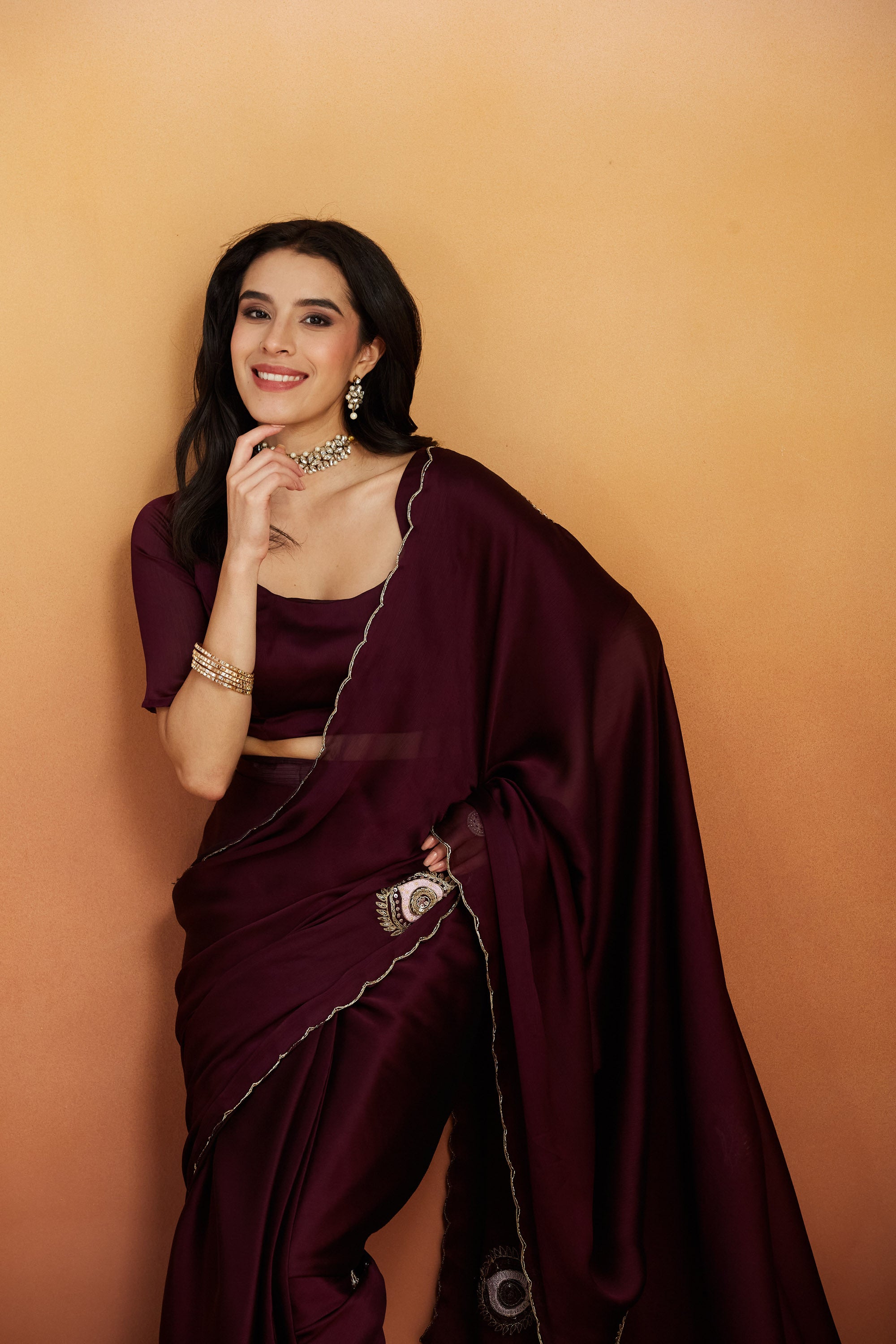 Khatali Work Butta Designer Cutwork Border Ready to Wear Saree