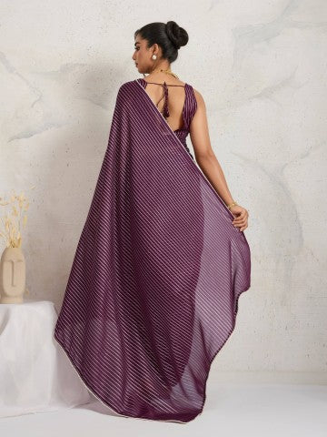 Purple Color Poly Georgette Ready to Wear Saree