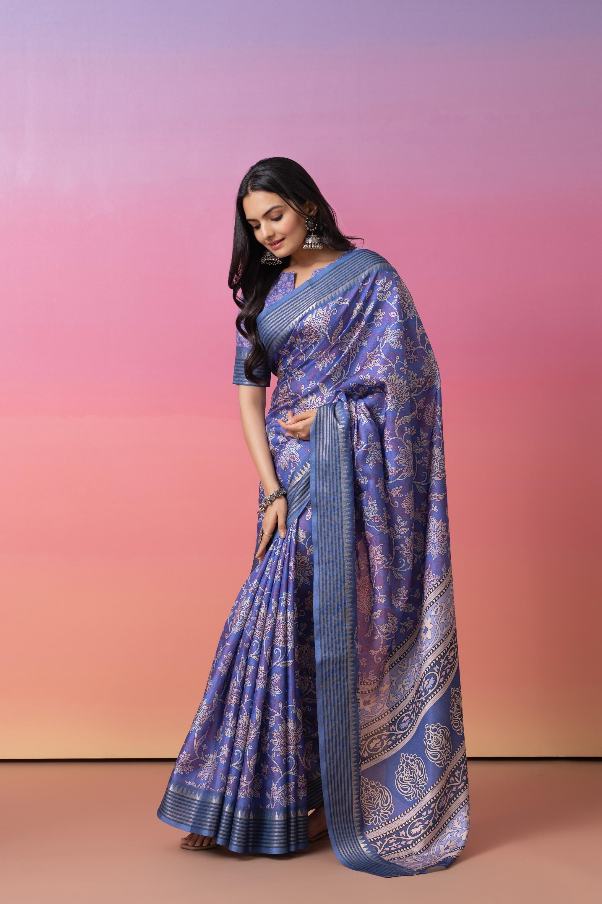 Digital Batik Printed Manipuri Tussar Saree