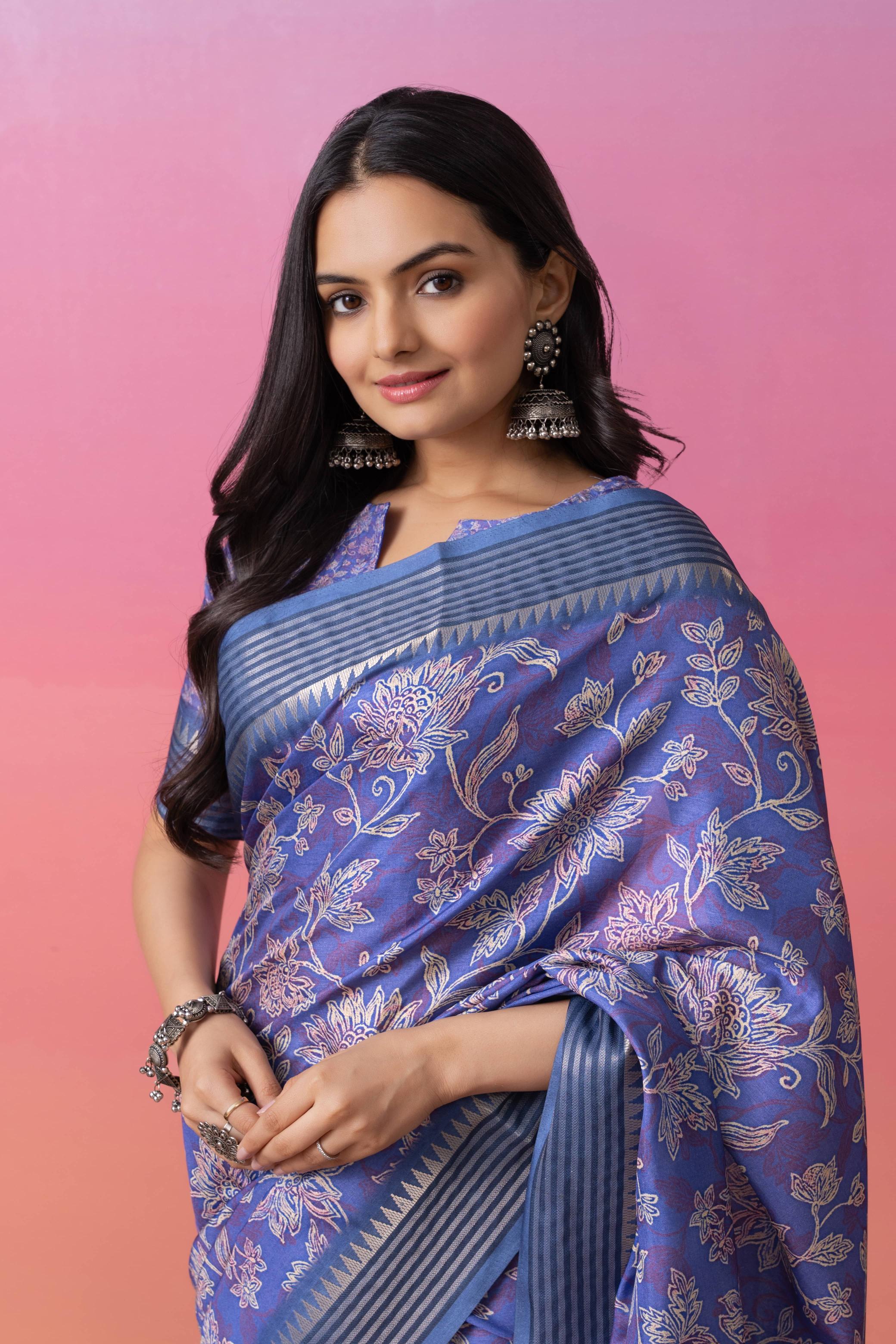 Digital Batik Printed Manipuri Tussar Saree