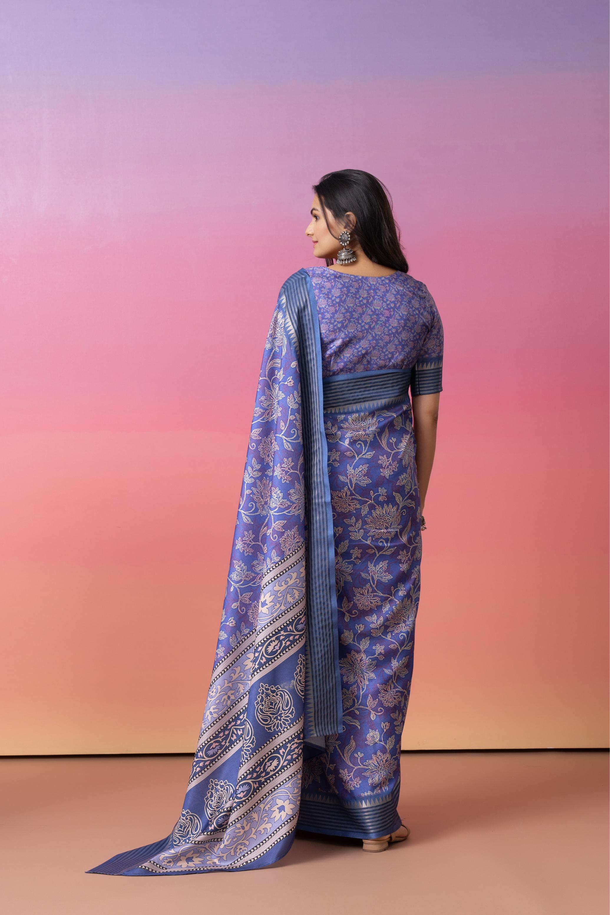 Digital Batik Printed Manipuri Tussar Saree