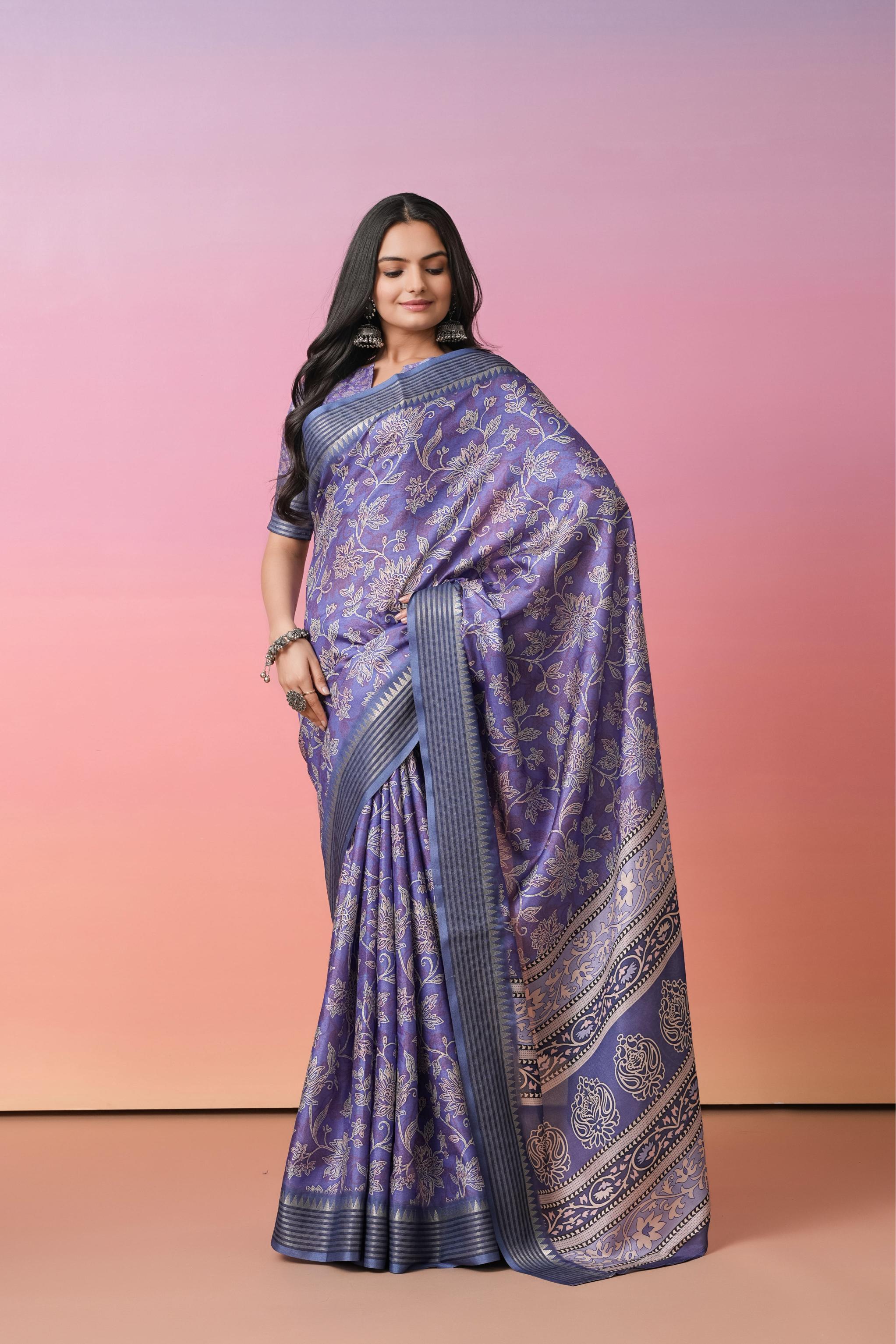 Digital Batik Printed Manipuri Tussar Saree