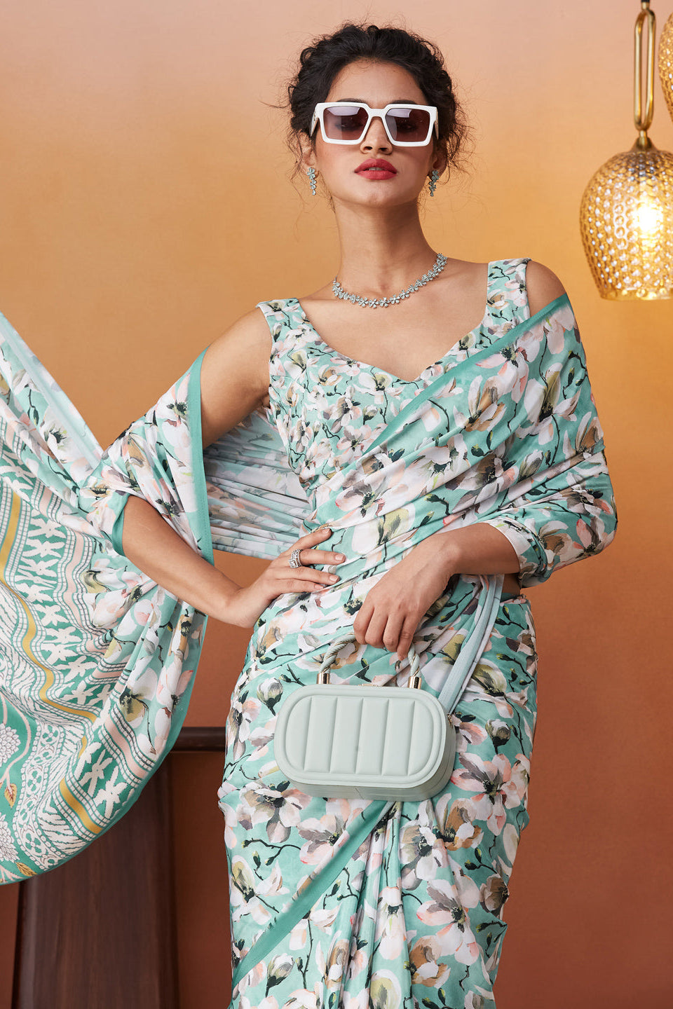 Floral Digital Printed Silk Crepe Saree