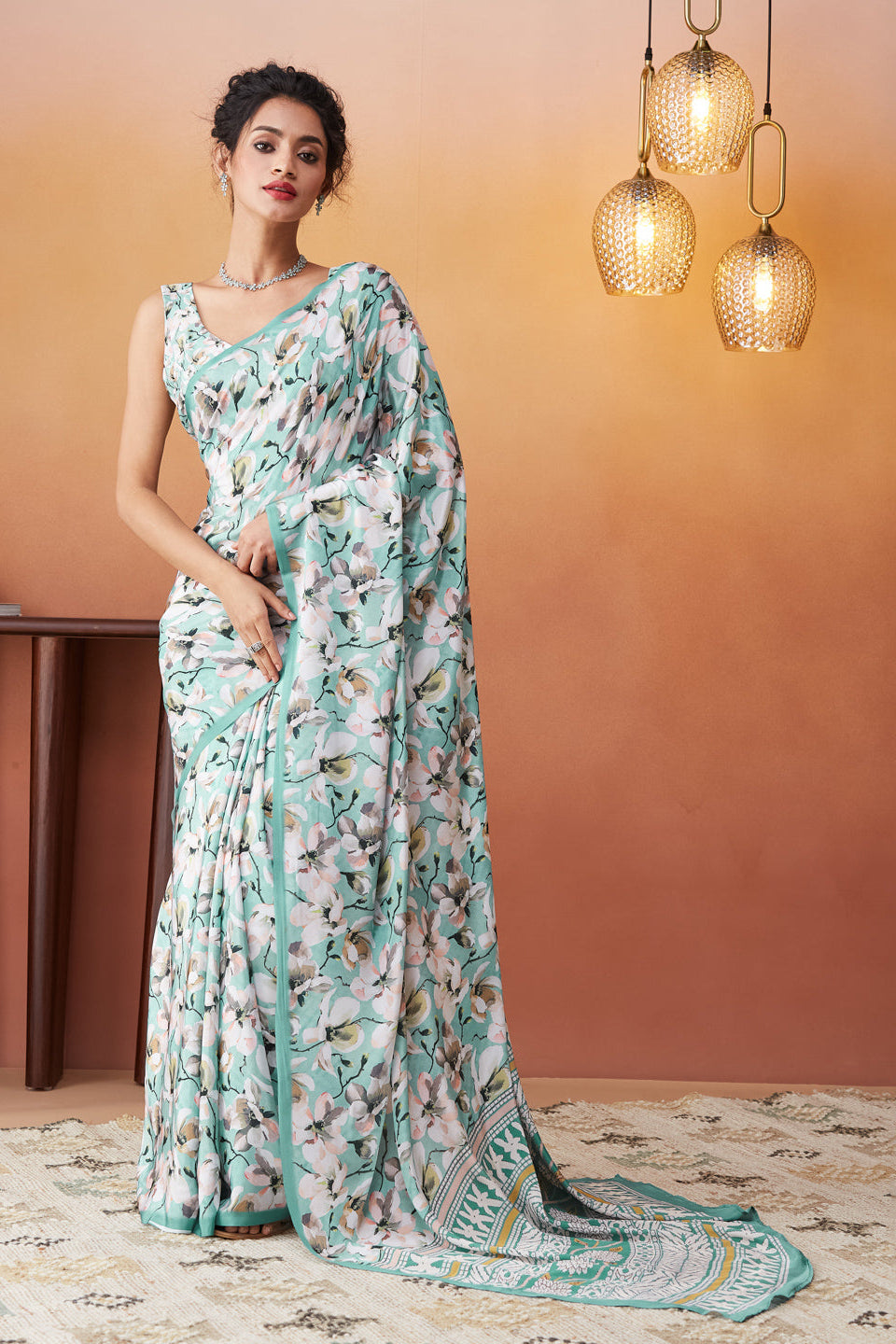 Floral Digital Printed Silk Crepe Saree