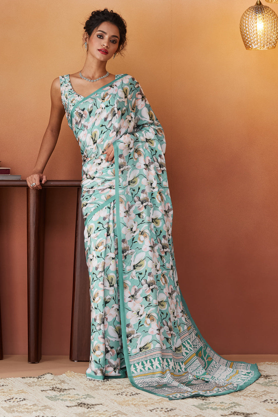 Floral Digital Printed Silk Crepe Saree