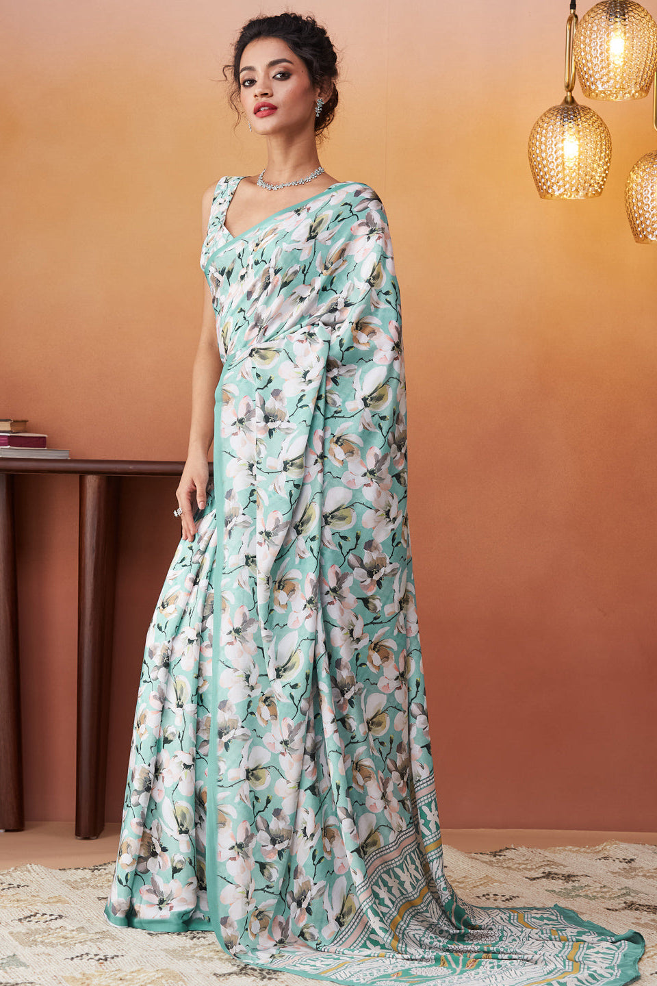 Floral Digital Printed Silk Crepe Saree