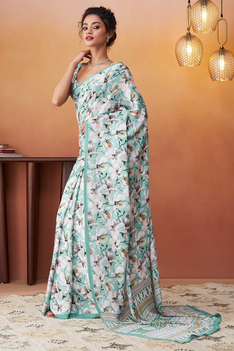 Floral Digital Printed Silk Crepe Saree