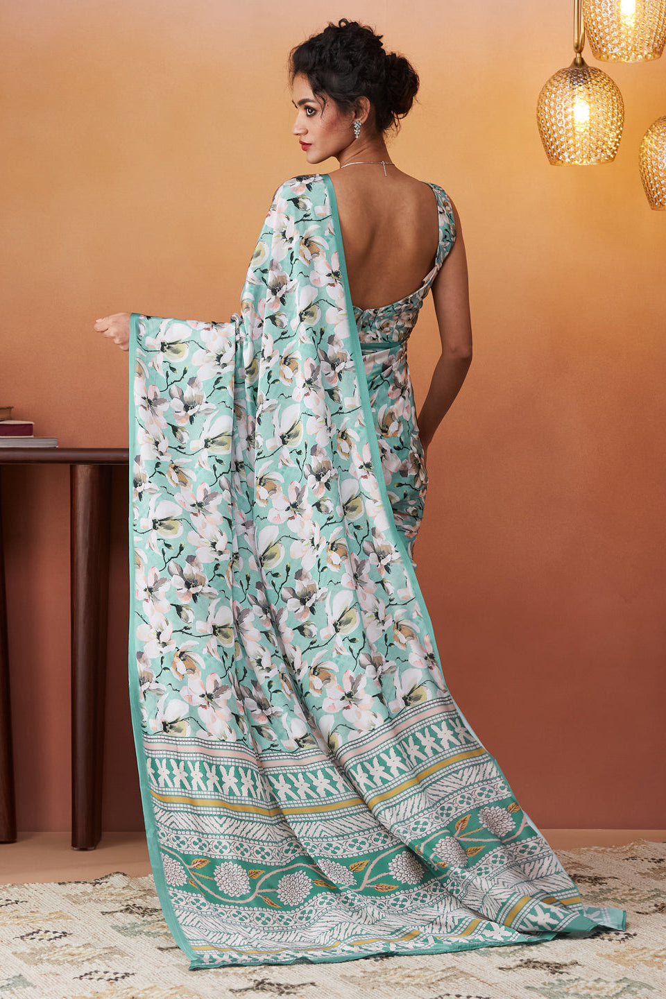 Floral Digital Printed Silk Crepe Saree