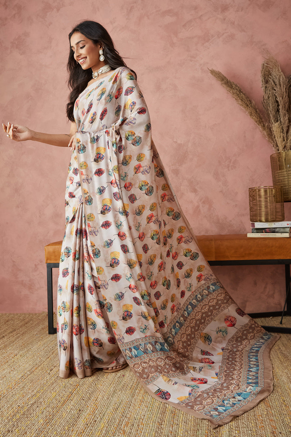 Batik Digital Printed Silk Crepe Saree