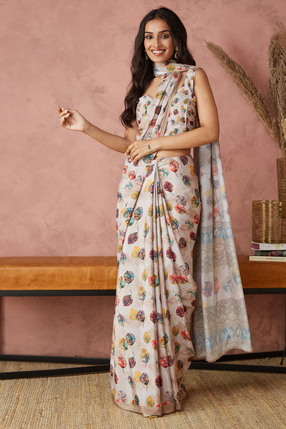 Batik Digital Printed Silk Crepe Saree