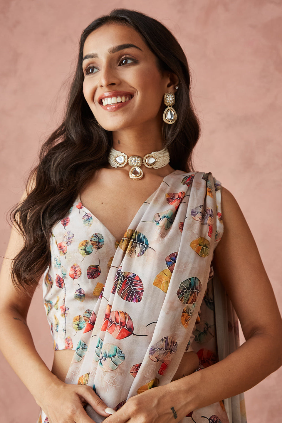 Batik Digital Printed Silk Crepe Saree