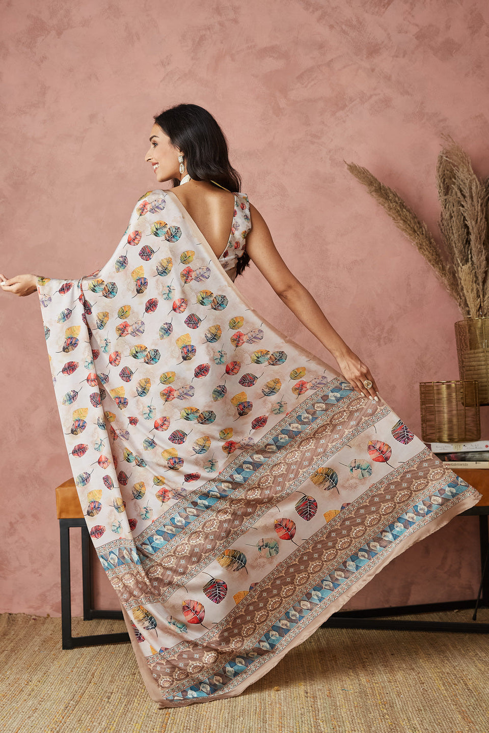 Batik Digital Printed Silk Crepe Saree