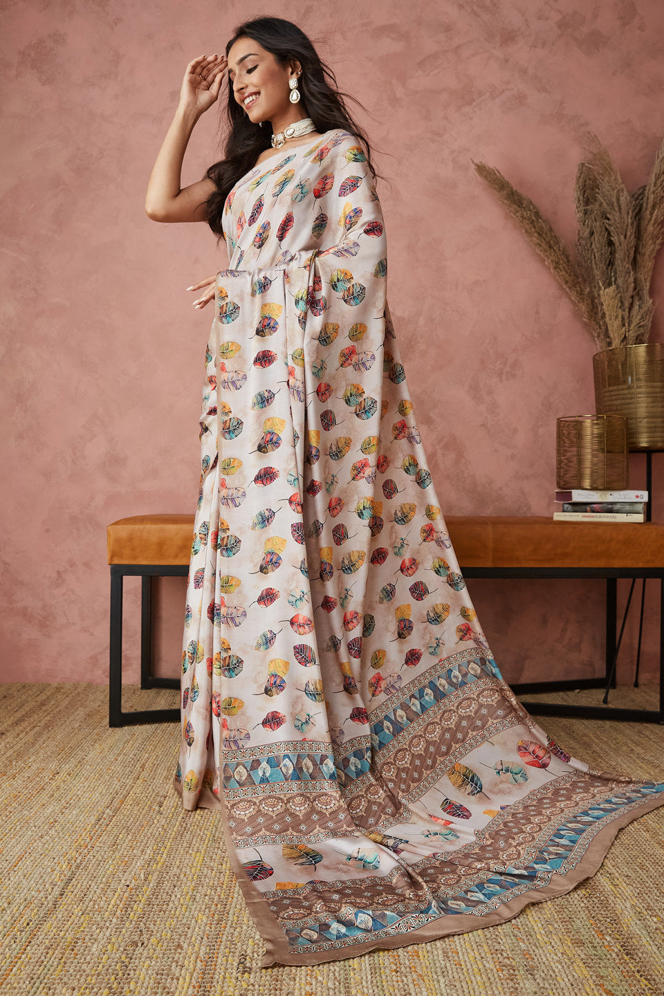Batik Digital Printed Silk Crepe Saree