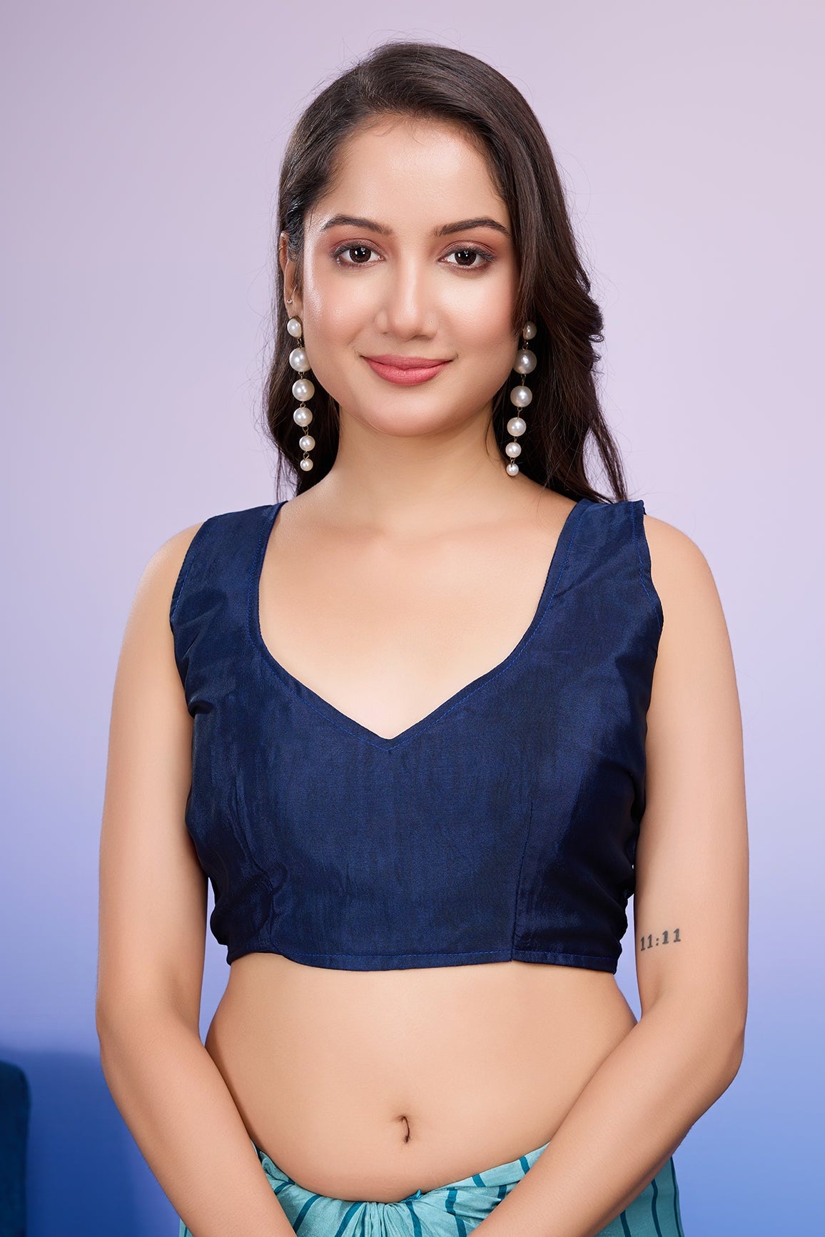 RACHNA Striped Satin Ready to Wear Saree