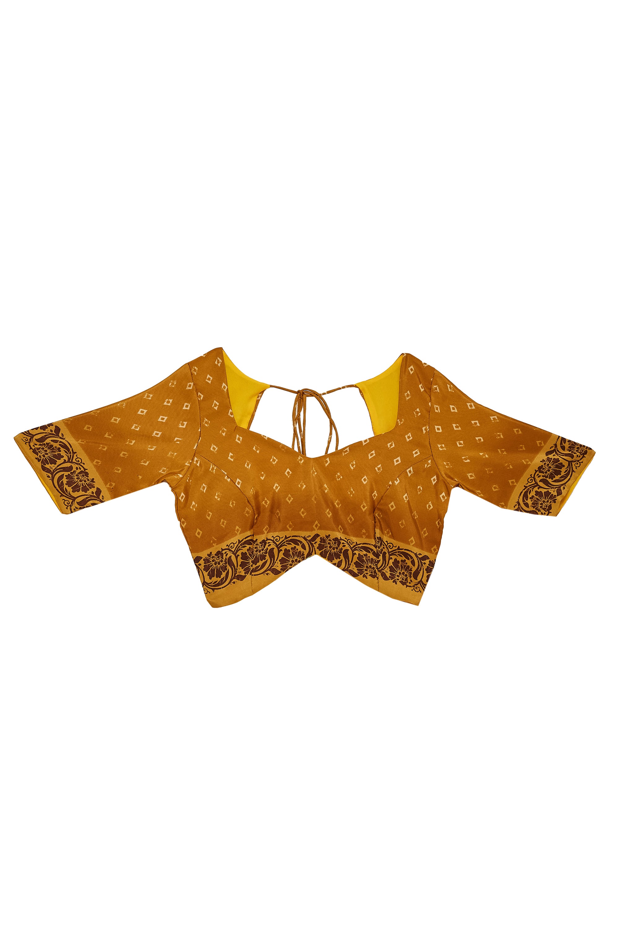 Yellow Floral Printed Silk Blend Ready To Wear Saree