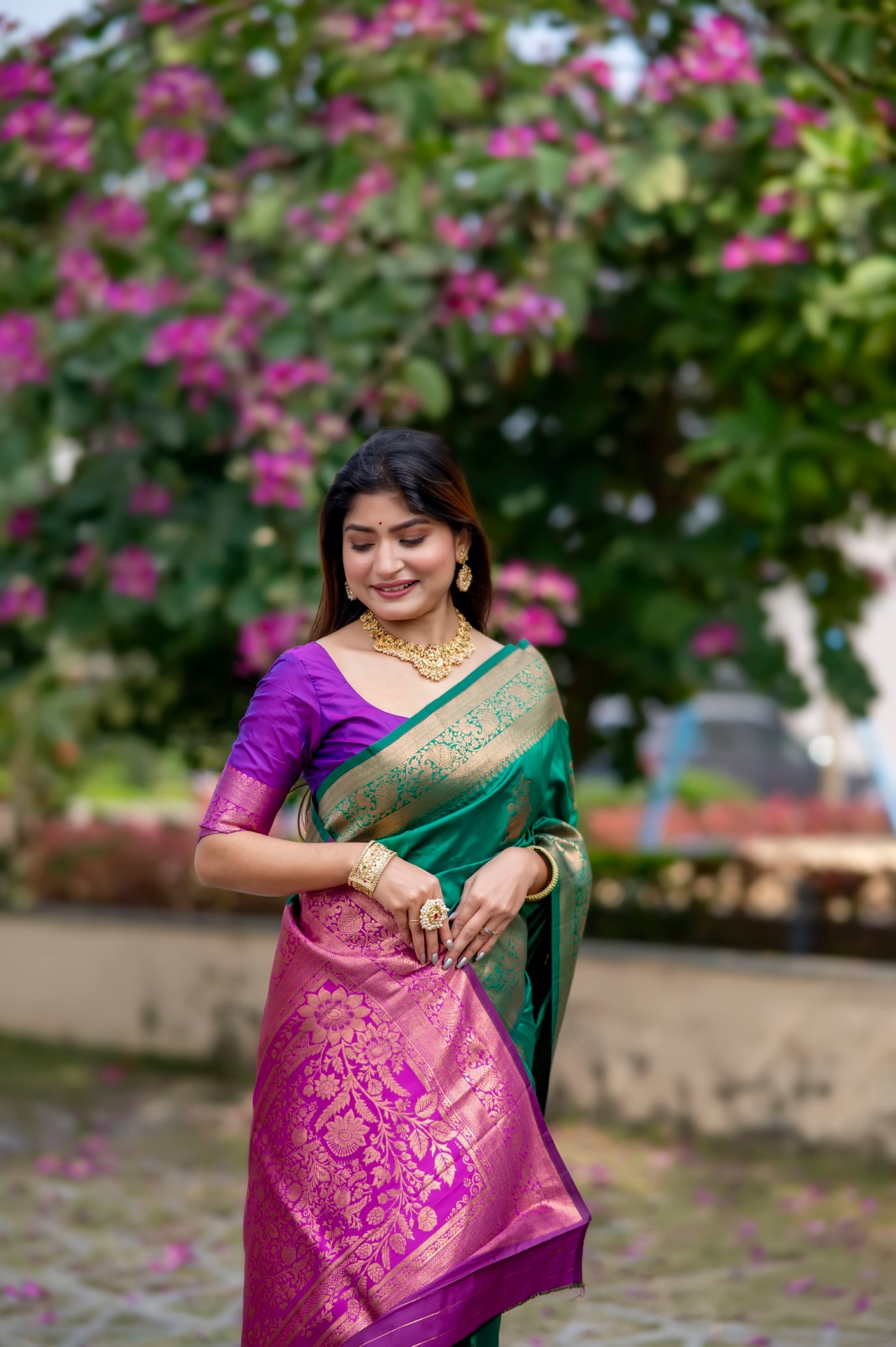 Green Color Zari Woven Work Banarasi Silk Saree
