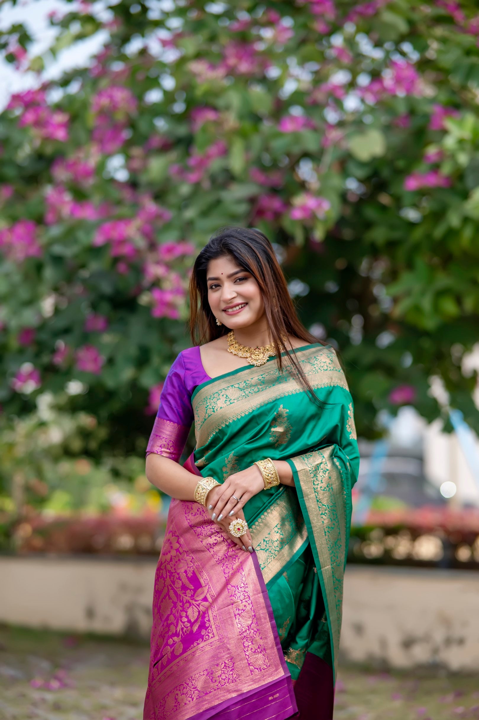 Green Color Zari Woven Work Banarasi Silk Saree